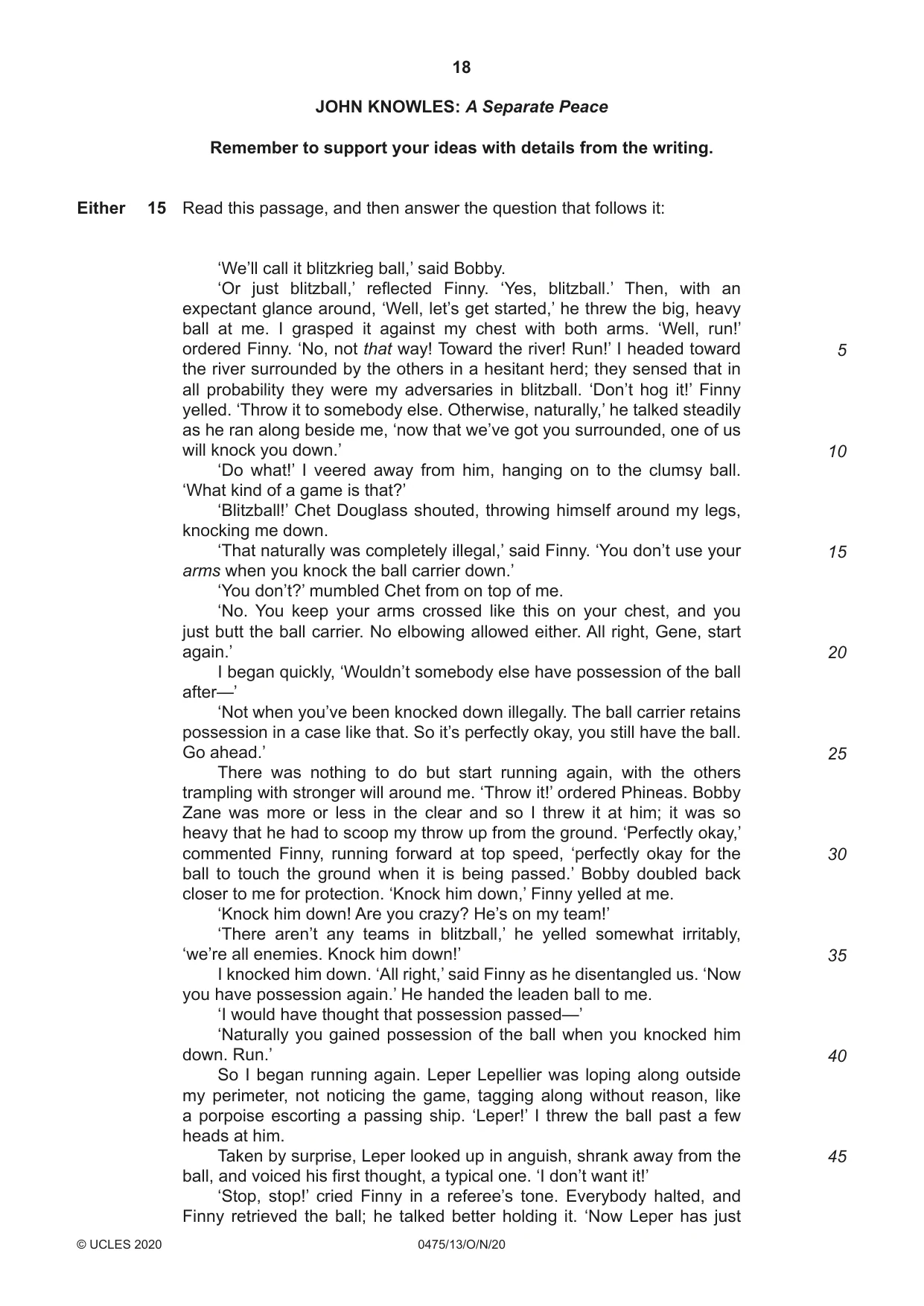 Cambridge IGCSE English - Literature in English 0475 2020 Oct/Nov Paper 1 · Variant 3 question paper, page 18 of 28