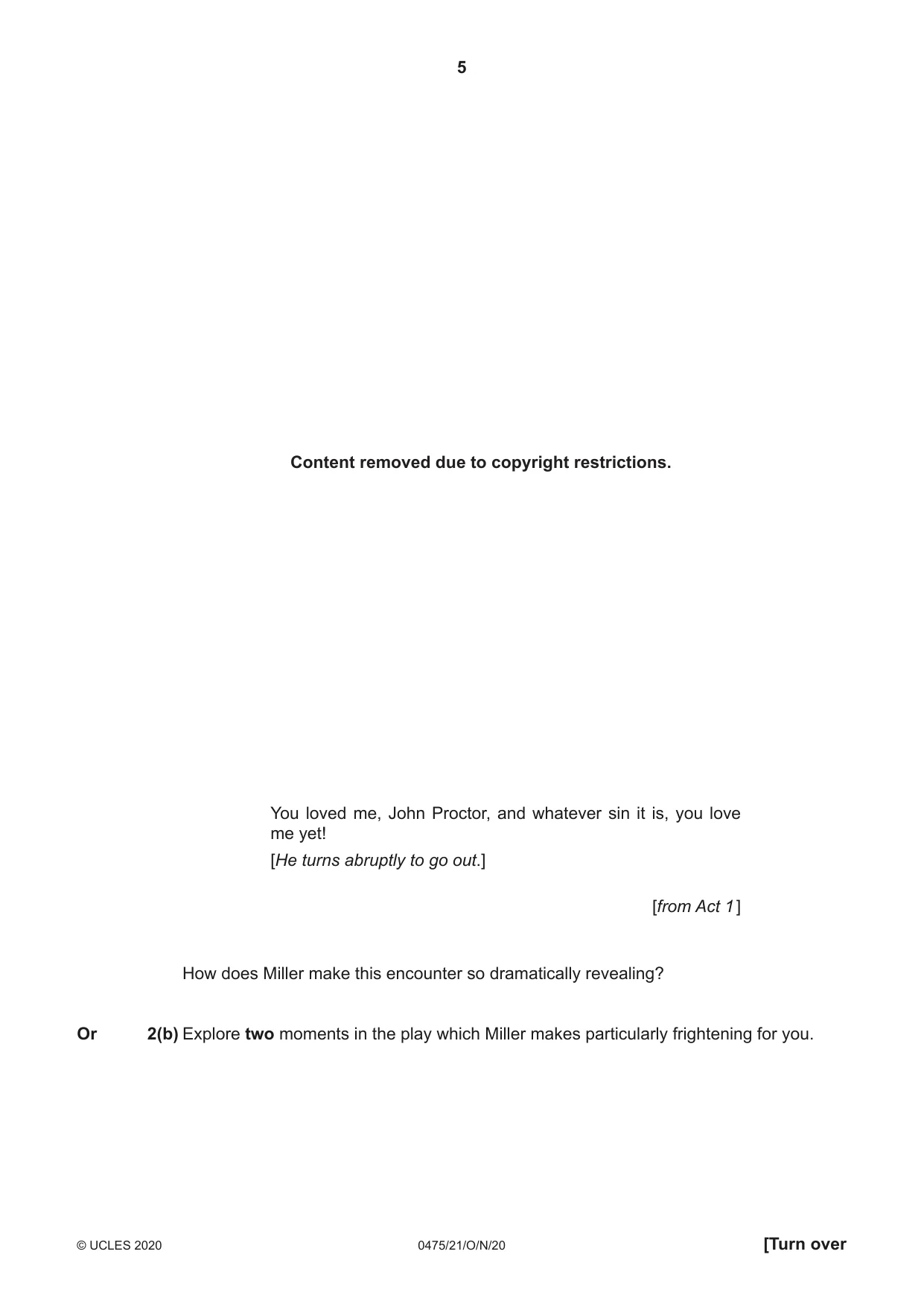 Cambridge IGCSE English - Literature in English 0475 2020 Oct/Nov Paper 2 · Variant 1 question paper, page 5 of 12