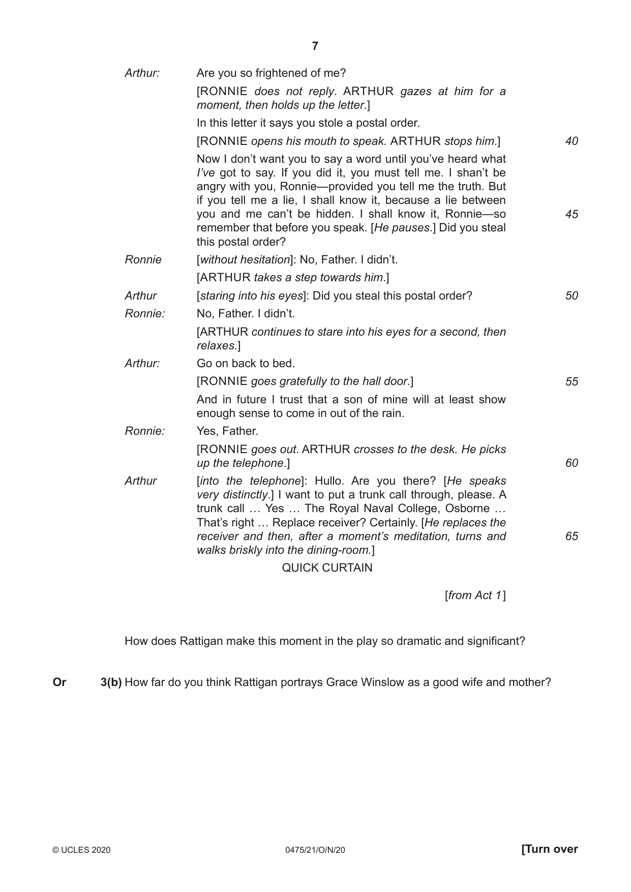Cambridge IGCSE English - Literature in English 0475 2020 Oct/Nov Paper 2 · Variant 1 question paper, page 7 of 12