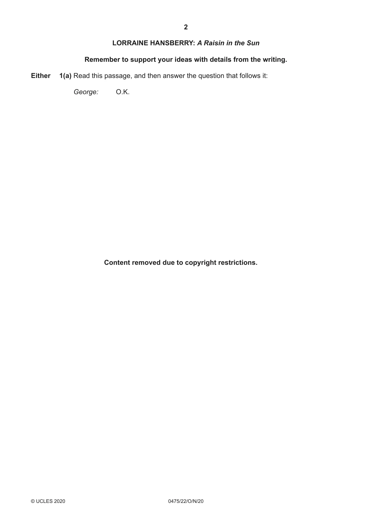 Cambridge IGCSE English - Literature in English 0475 2020 Oct/Nov Paper 2 · Variant 2 question paper, page 2 of 12