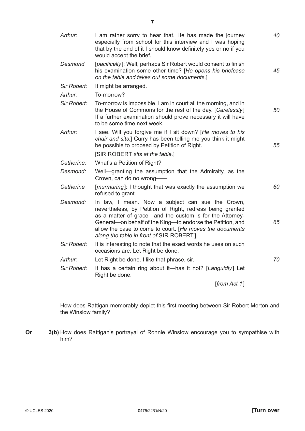 Cambridge IGCSE English - Literature in English 0475 2020 Oct/Nov Paper 2 · Variant 2 question paper, page 7 of 12