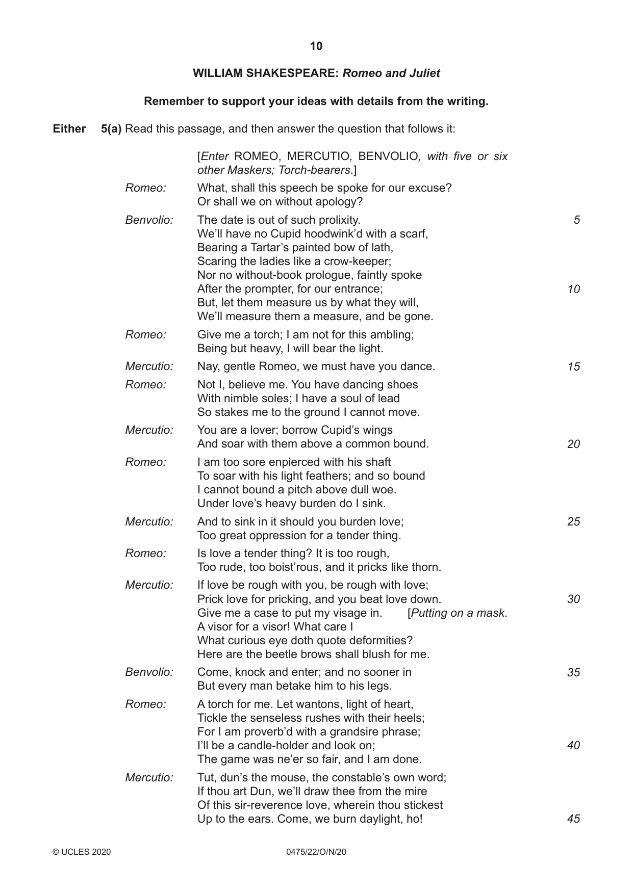 Cambridge IGCSE English - Literature in English 0475 2020 Oct/Nov Paper 2 · Variant 2 question paper, page 10 of 12