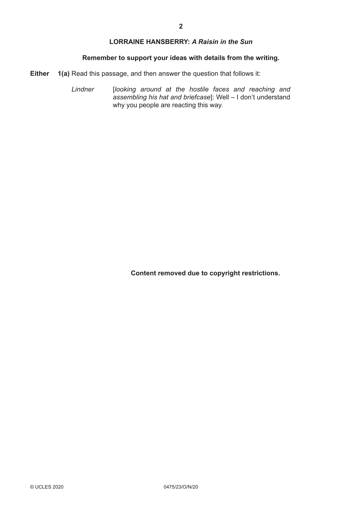 Cambridge IGCSE English - Literature in English 0475 2020 Oct/Nov Paper 2 · Variant 3 question paper, page 2 of 12