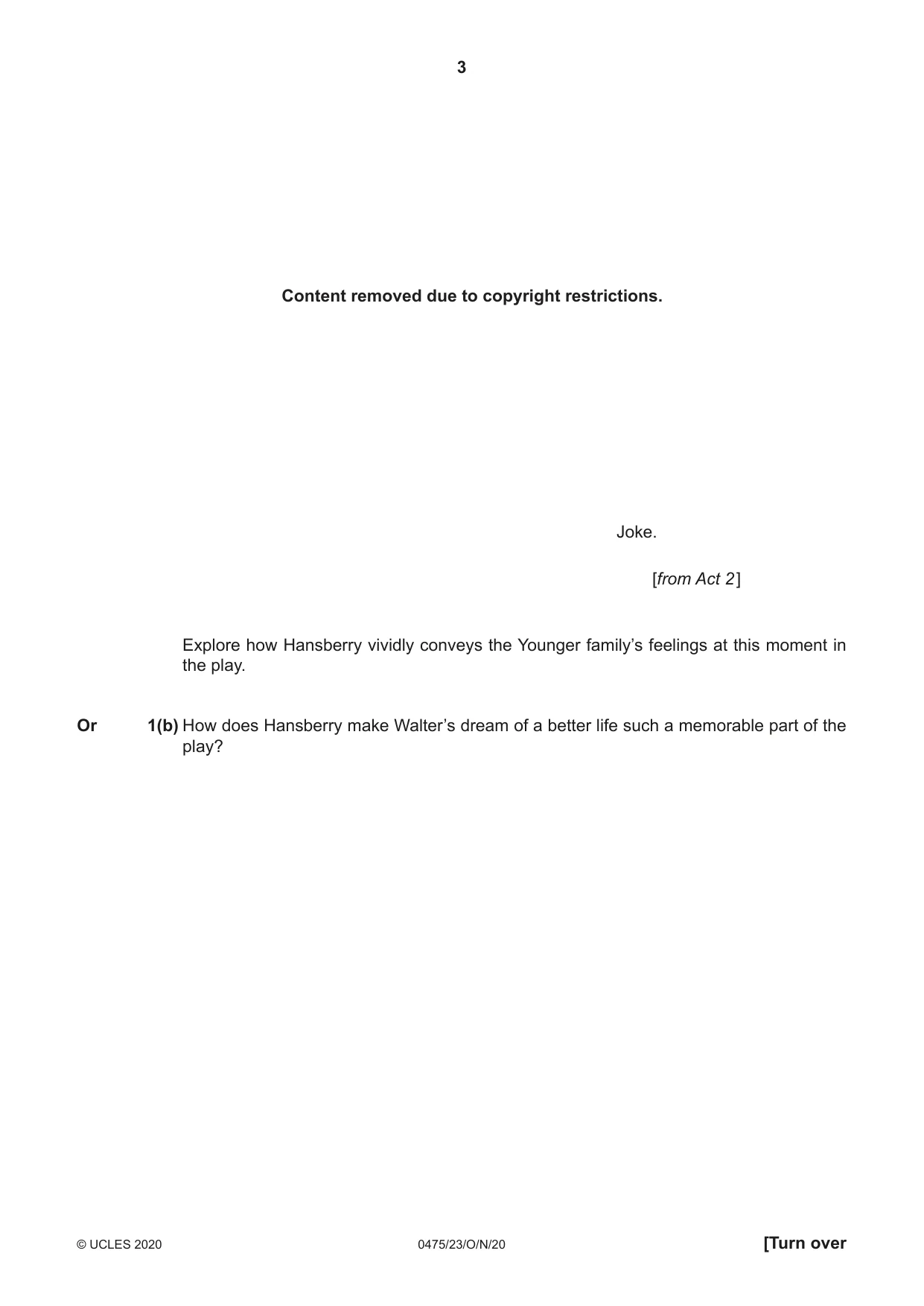 Cambridge IGCSE English - Literature in English 0475 2020 Oct/Nov Paper 2 · Variant 3 question paper, page 3 of 12
