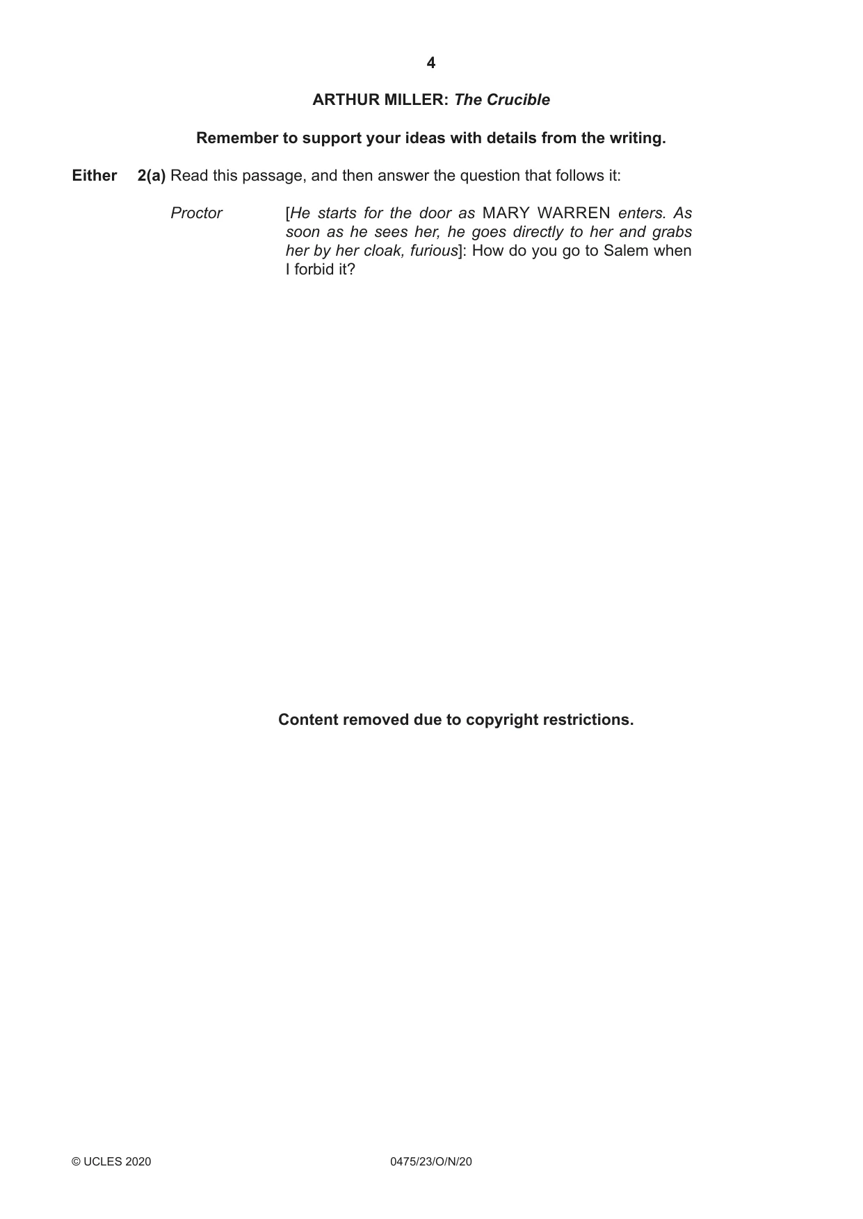 Cambridge IGCSE English - Literature in English 0475 2020 Oct/Nov Paper 2 · Variant 3 question paper, page 4 of 12