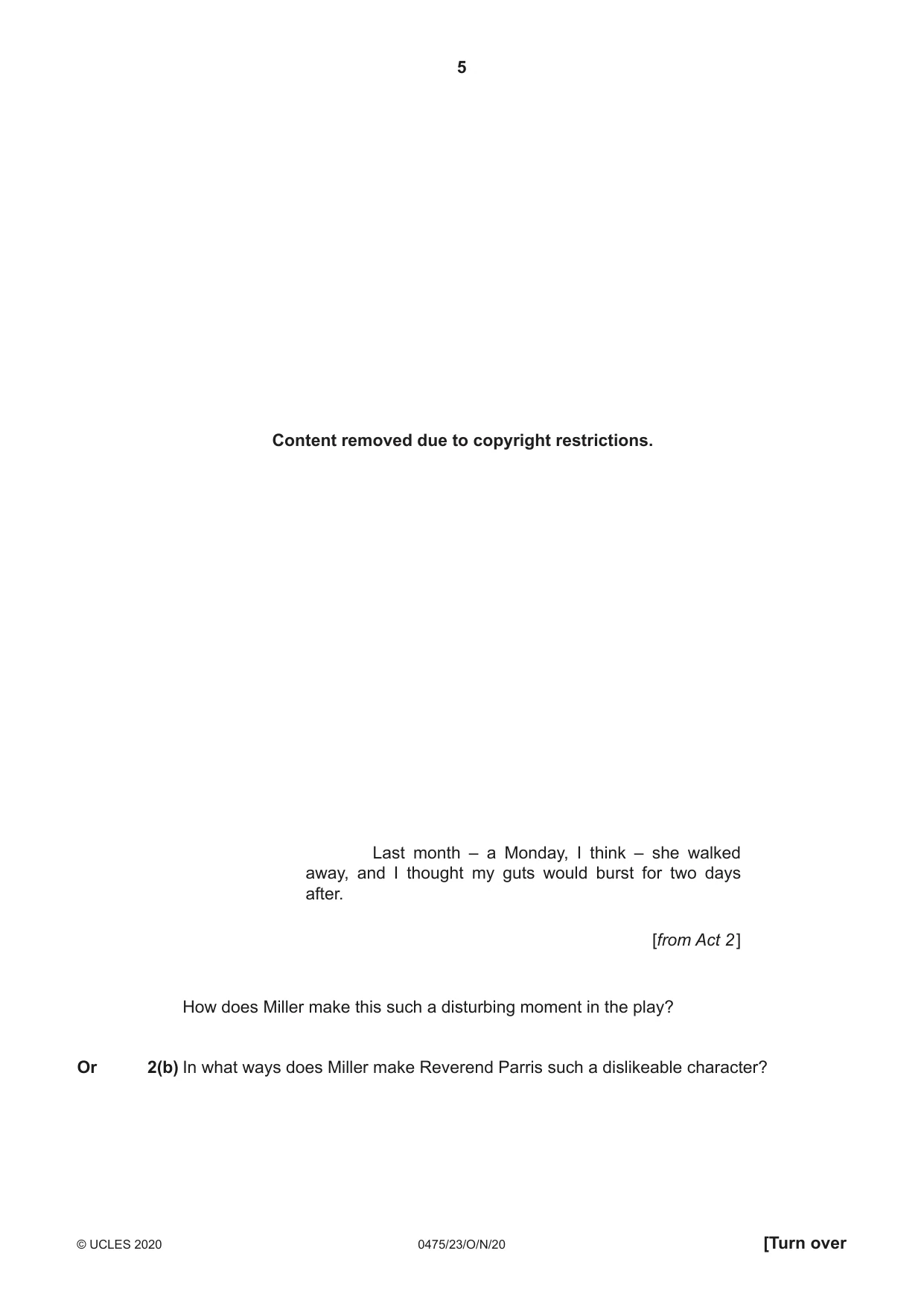 Cambridge IGCSE English - Literature in English 0475 2020 Oct/Nov Paper 2 · Variant 3 question paper, page 5 of 12