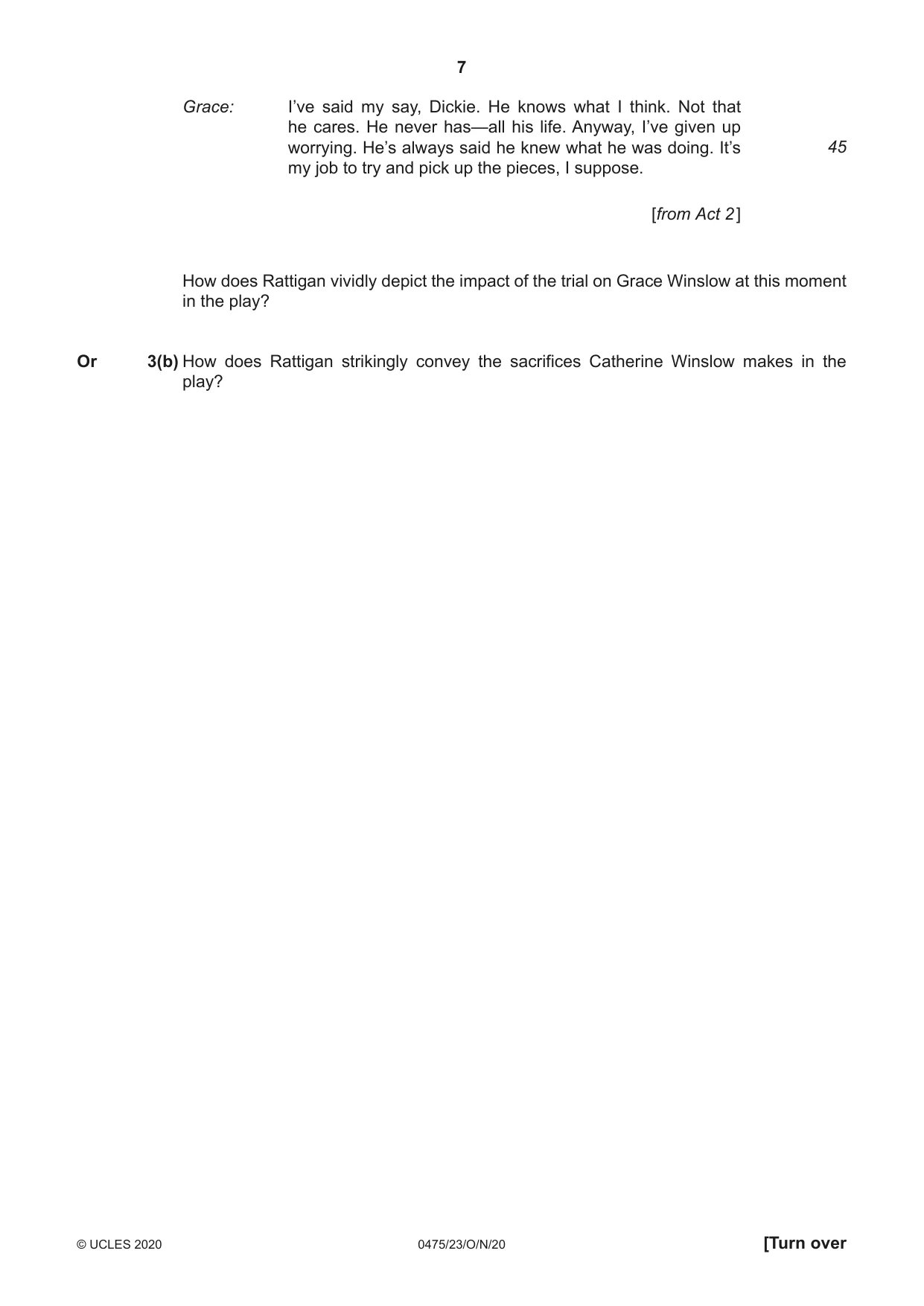 Cambridge IGCSE English - Literature in English 0475 2020 Oct/Nov Paper 2 · Variant 3 question paper, page 7 of 12