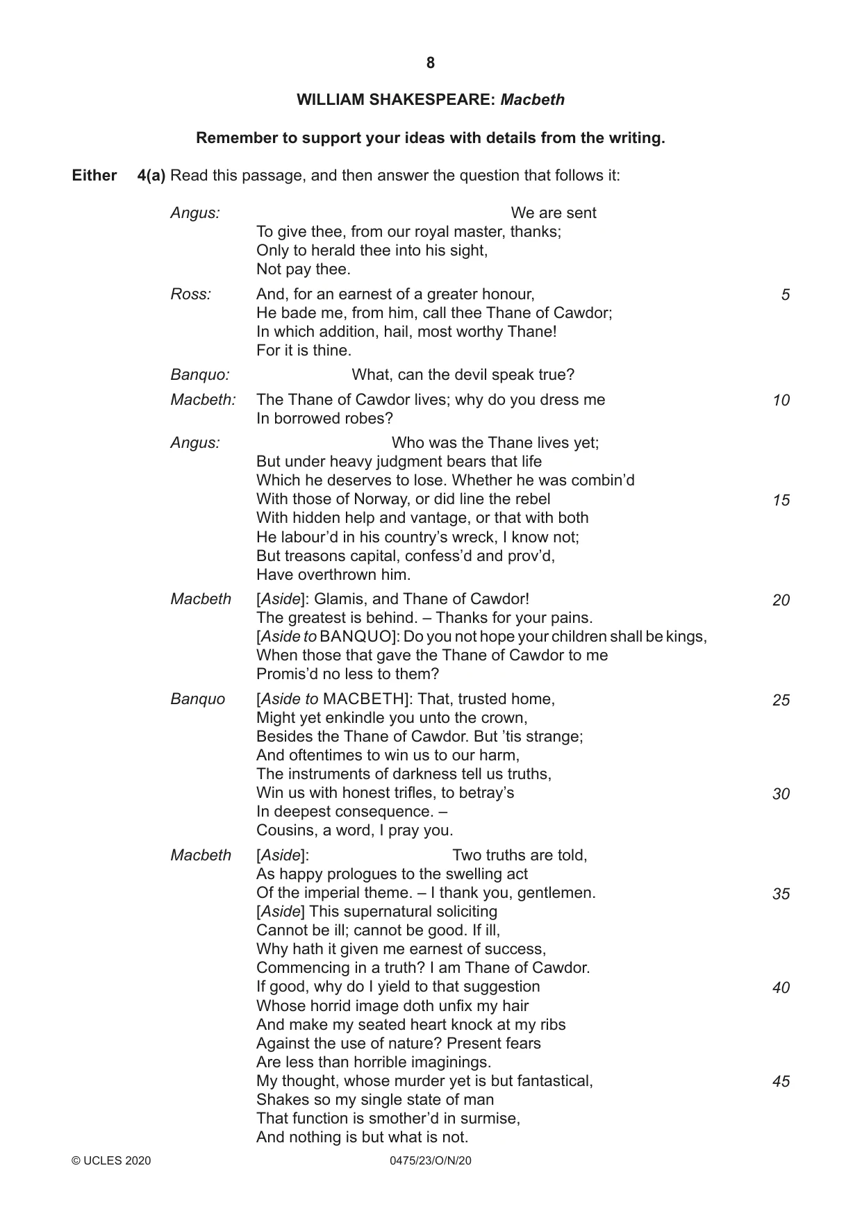 Cambridge IGCSE English - Literature in English 0475 2020 Oct/Nov Paper 2 · Variant 3 question paper, page 8 of 12