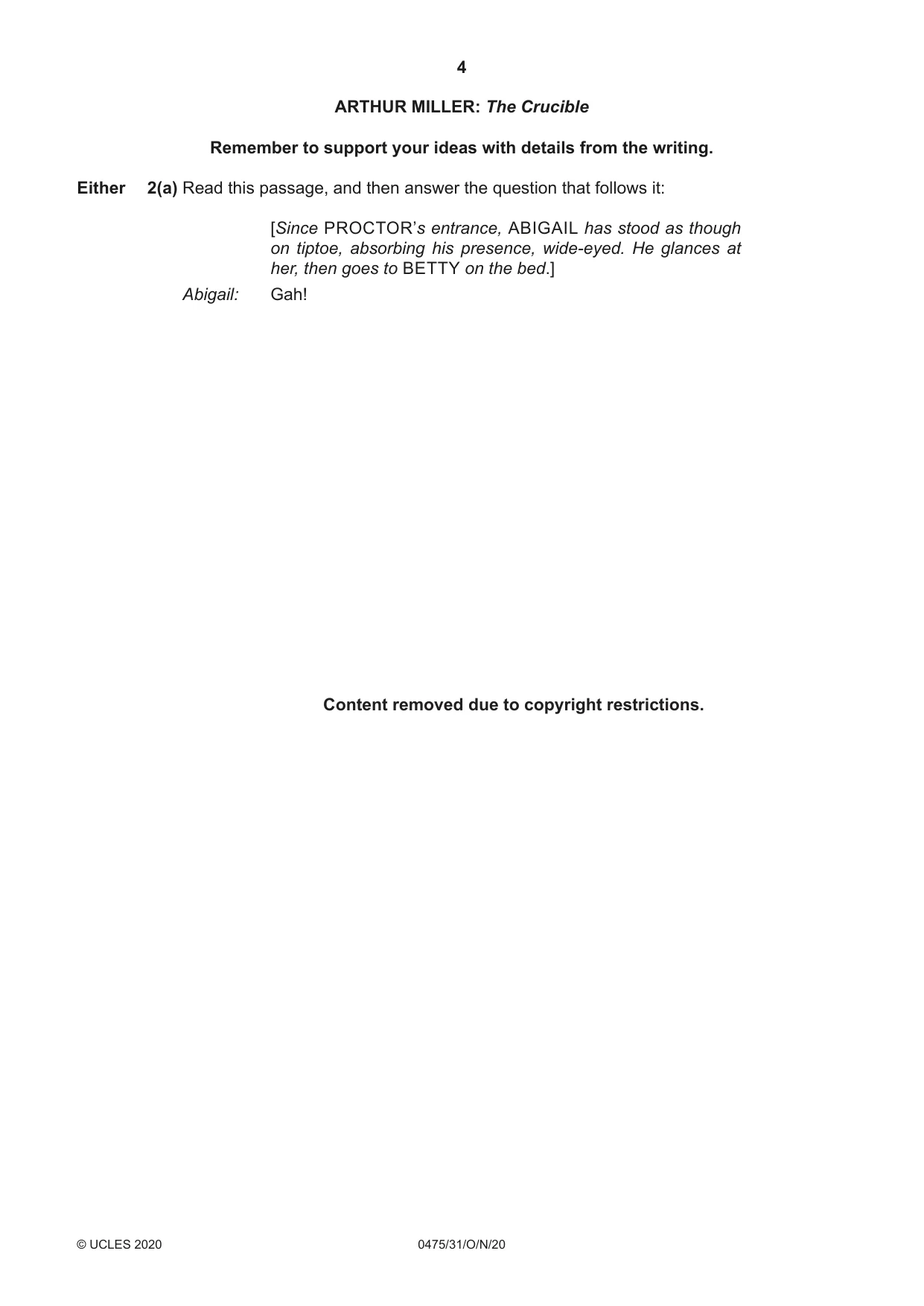 Cambridge IGCSE English - Literature in English 0475 2020 Oct/Nov Paper 3 · Variant 1 question paper, page 4 of 12