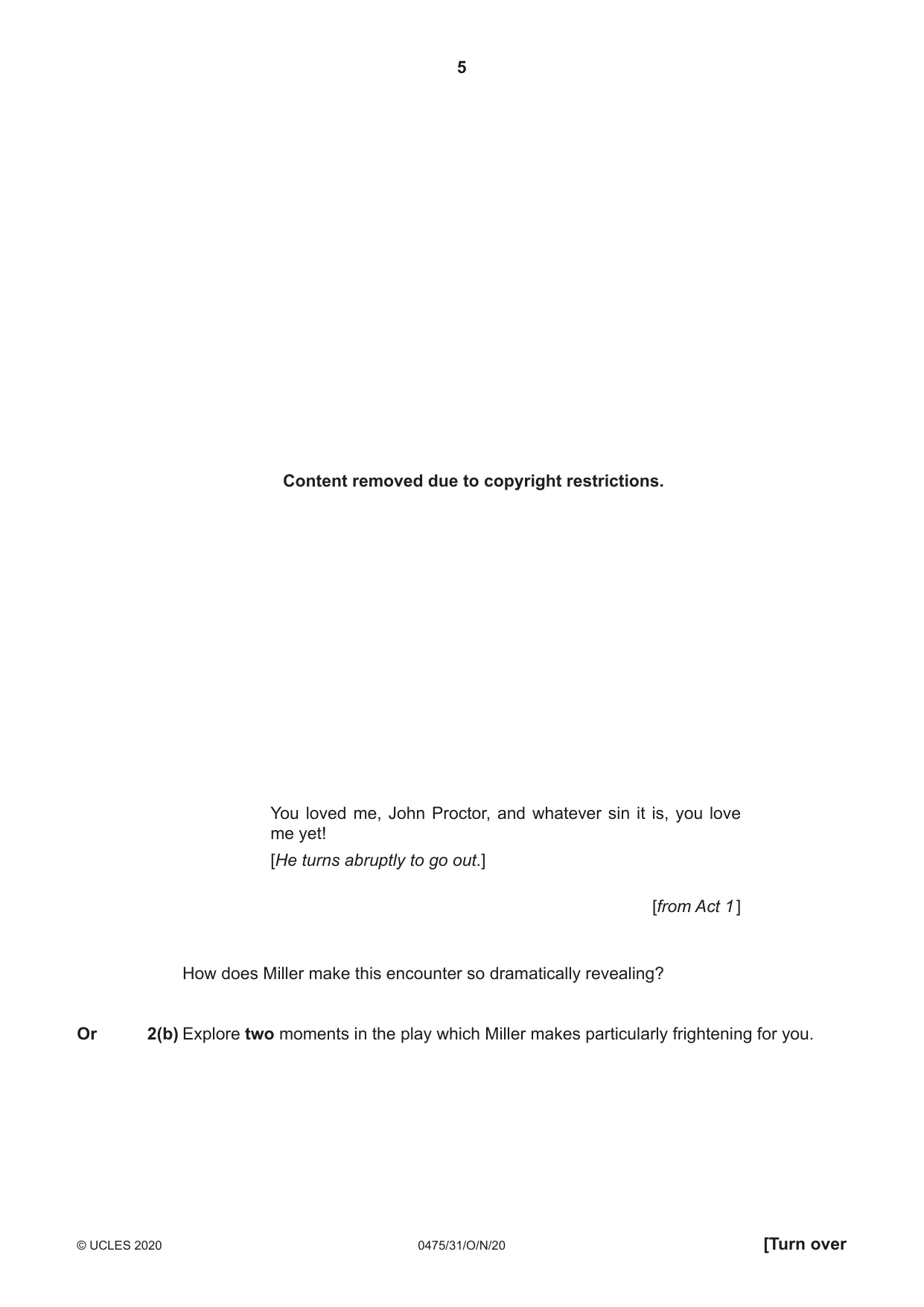 Cambridge IGCSE English - Literature in English 0475 2020 Oct/Nov Paper 3 · Variant 1 question paper, page 5 of 12