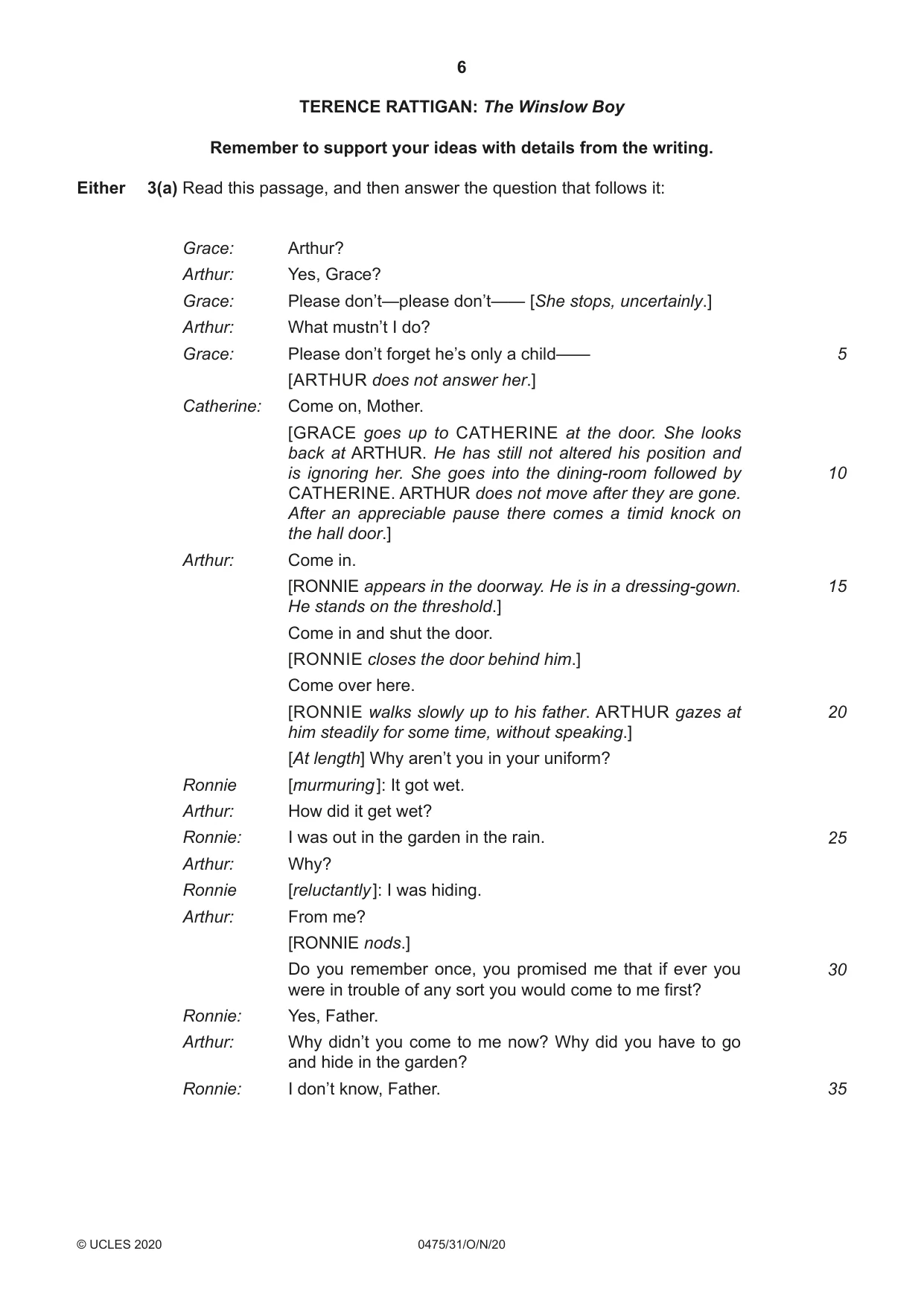 Cambridge IGCSE English - Literature in English 0475 2020 Oct/Nov Paper 3 · Variant 1 question paper, page 6 of 12