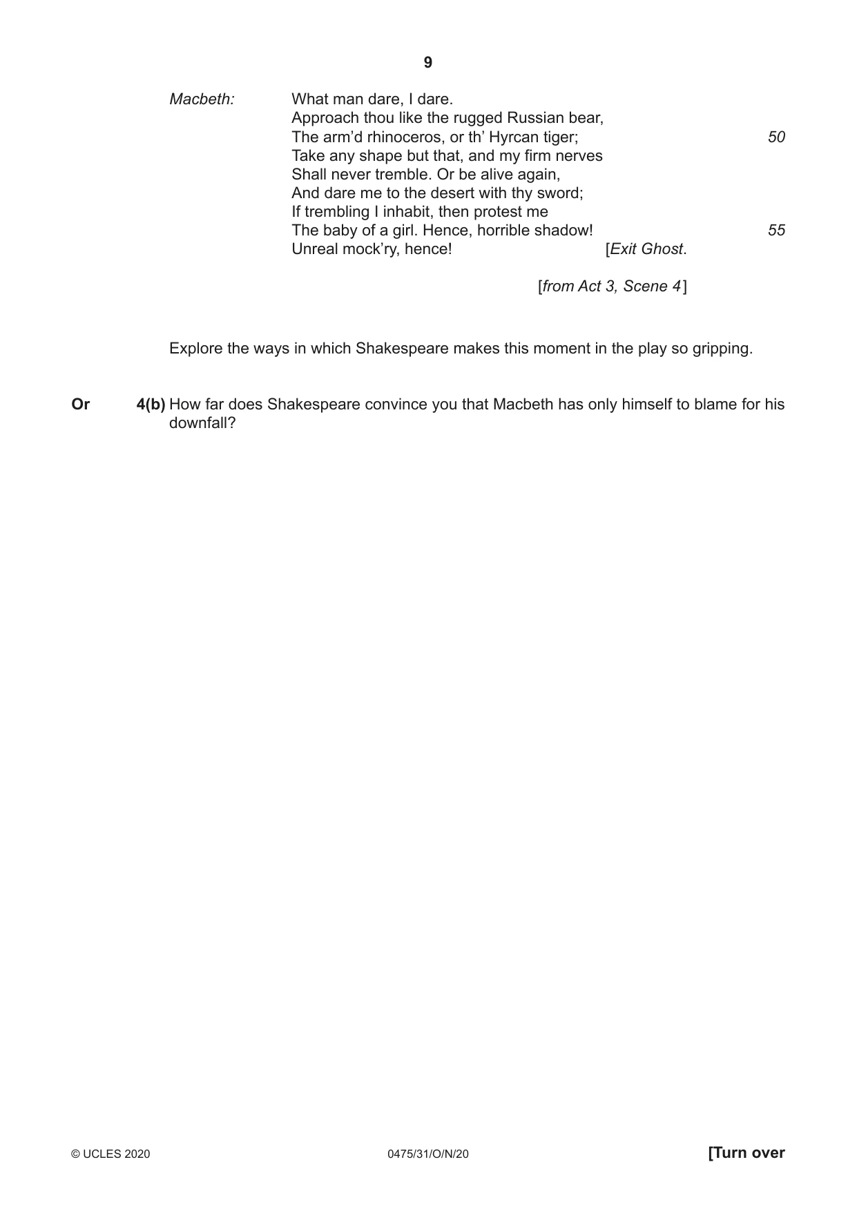 Cambridge IGCSE English - Literature in English 0475 2020 Oct/Nov Paper 3 · Variant 1 question paper, page 9 of 12