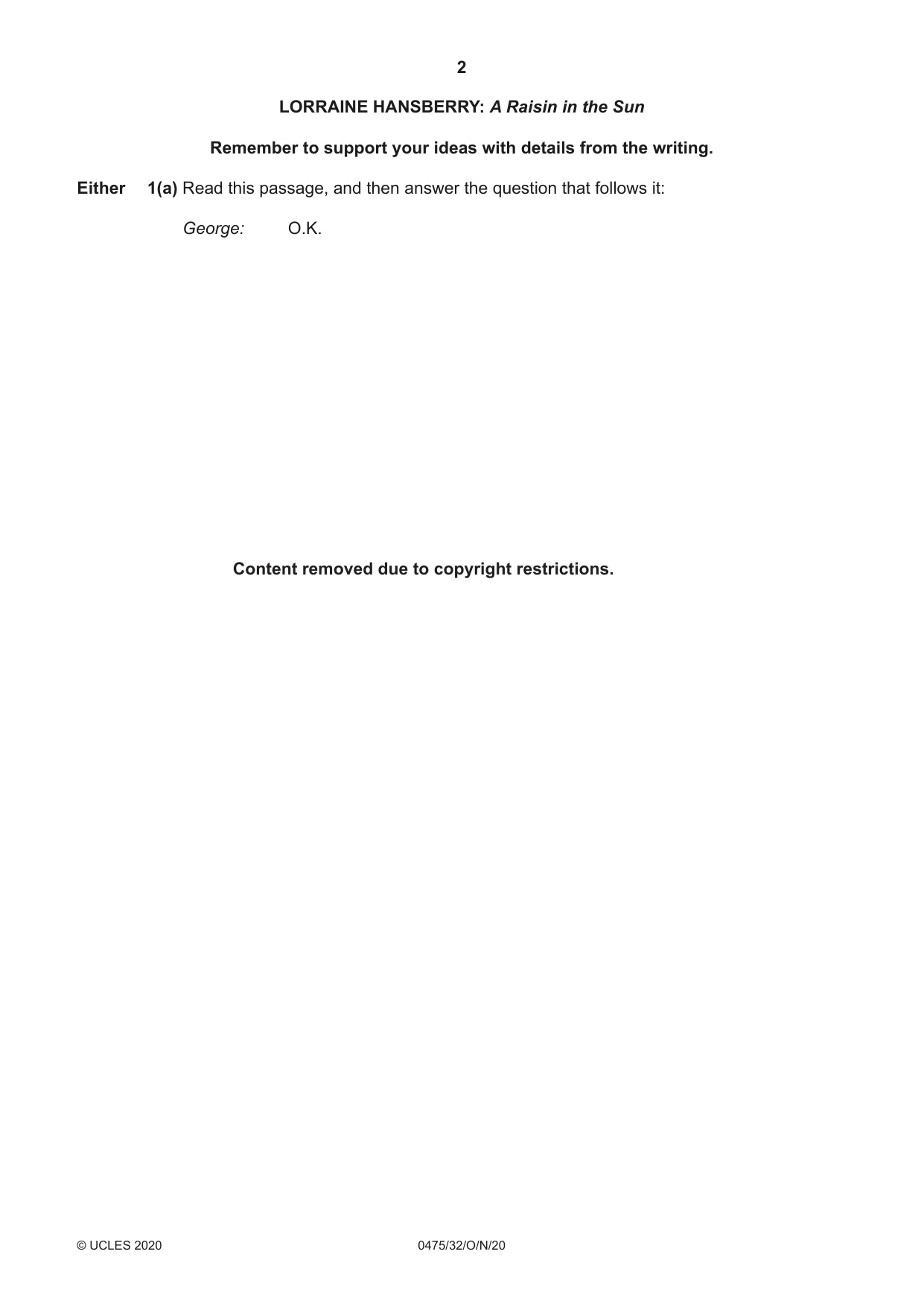 Cambridge IGCSE English - Literature in English 0475 2020 Oct/Nov Paper 3 · Variant 2 question paper, page 2 of 12