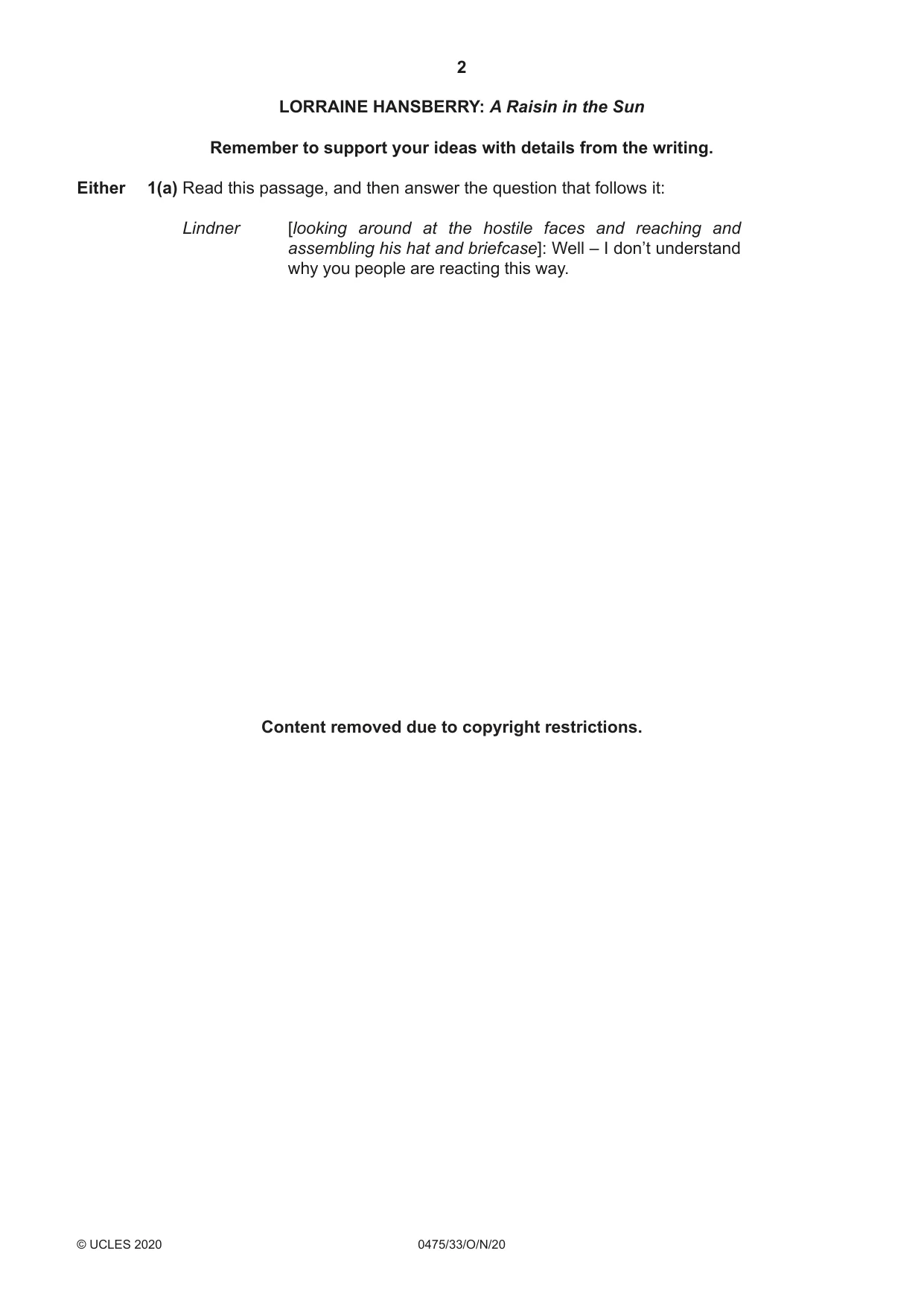 Cambridge IGCSE English - Literature in English 0475 2020 Oct/Nov Paper 3 · Variant 3 question paper, page 2 of 12