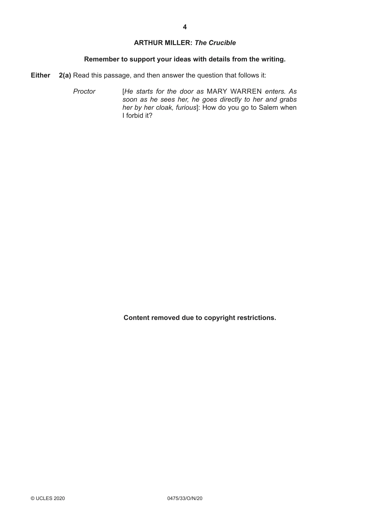 Cambridge IGCSE English - Literature in English 0475 2020 Oct/Nov Paper 3 · Variant 3 question paper, page 4 of 12