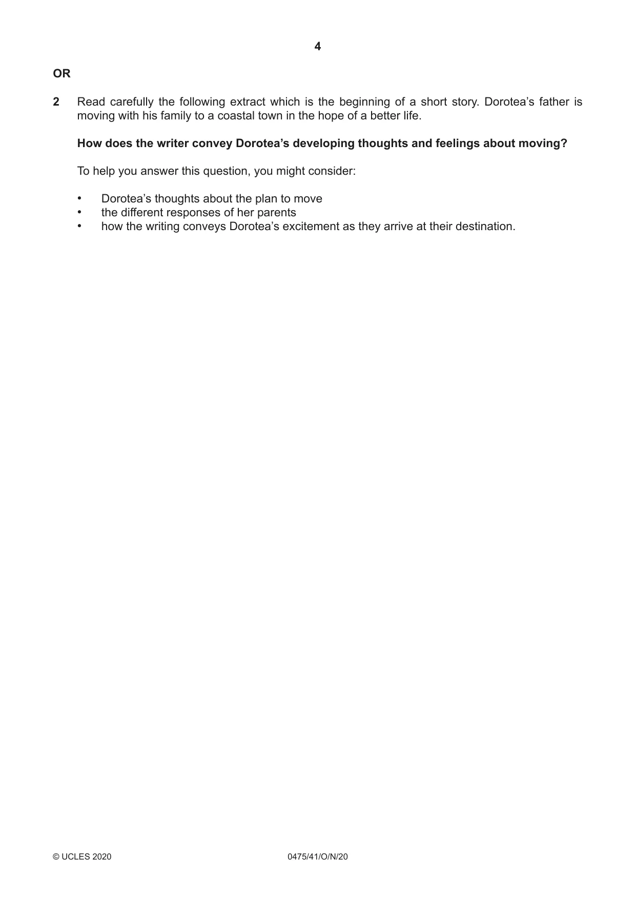 Cambridge IGCSE English - Literature in English 0475 2020 Oct/Nov Paper 4 · Variant 1 question paper, page 4 of 8