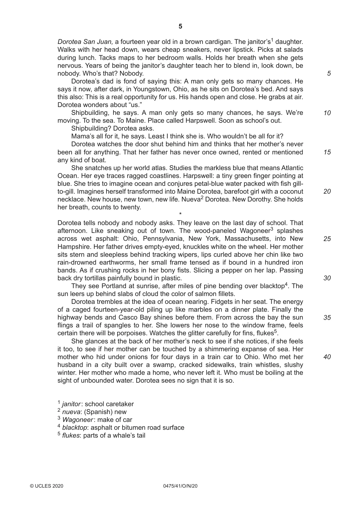 Cambridge IGCSE English - Literature in English 0475 2020 Oct/Nov Paper 4 · Variant 1 question paper, page 5 of 8