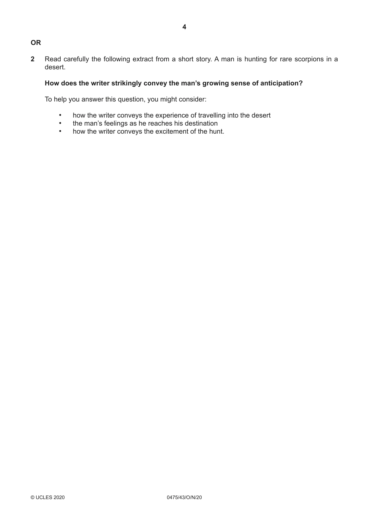 Cambridge IGCSE English - Literature in English 0475 2020 Oct/Nov Paper 4 · Variant 3 question paper, page 4 of 8
