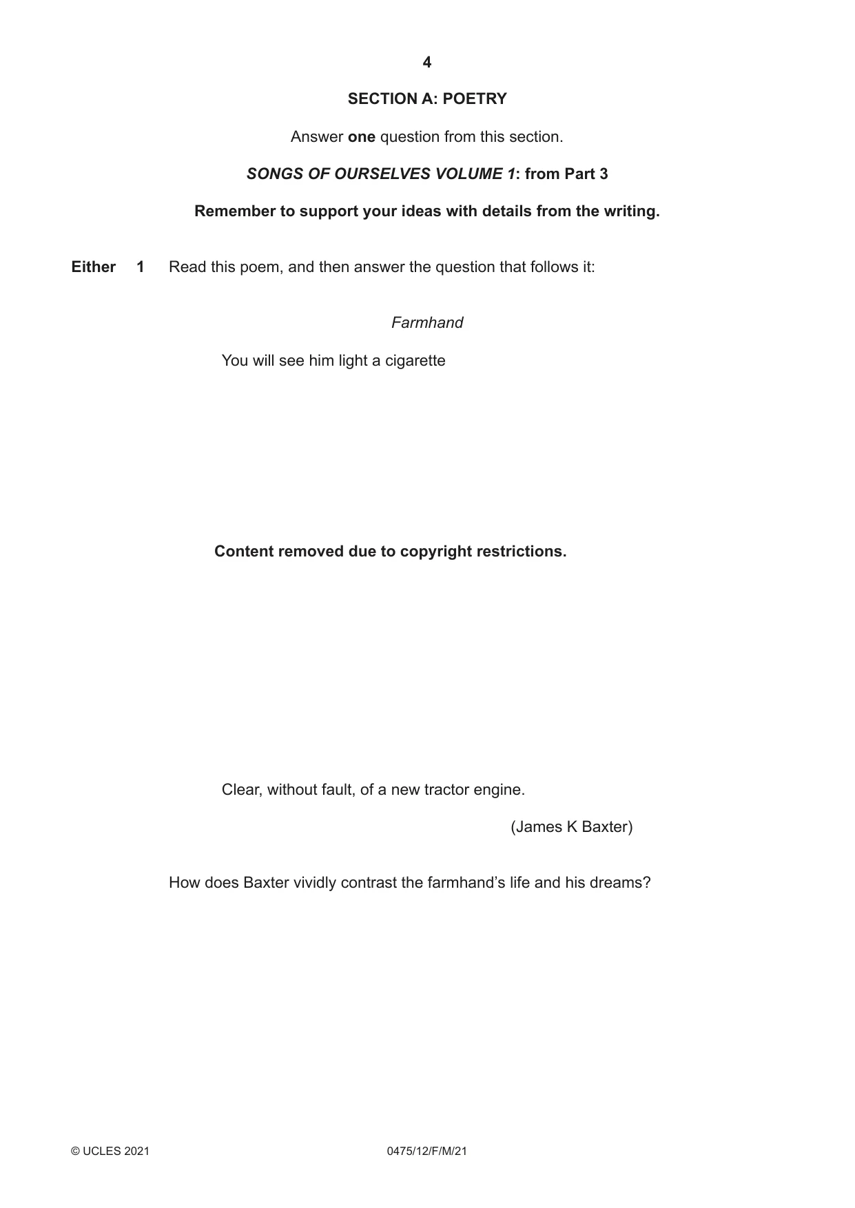 Cambridge IGCSE English - Literature in English 0475 2021 Feb/March Paper 1 · Variant 2 question paper, page 4 of 28