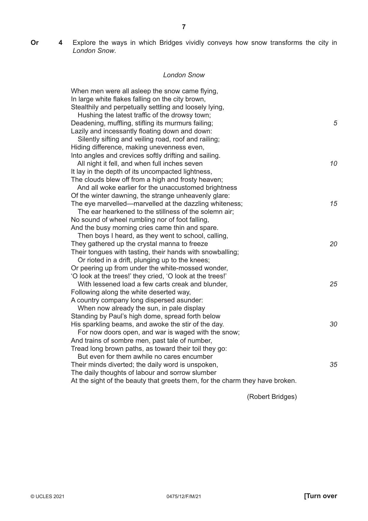 Cambridge IGCSE English - Literature in English 0475 2021 Feb/March Paper 1 · Variant 2 question paper, page 7 of 28