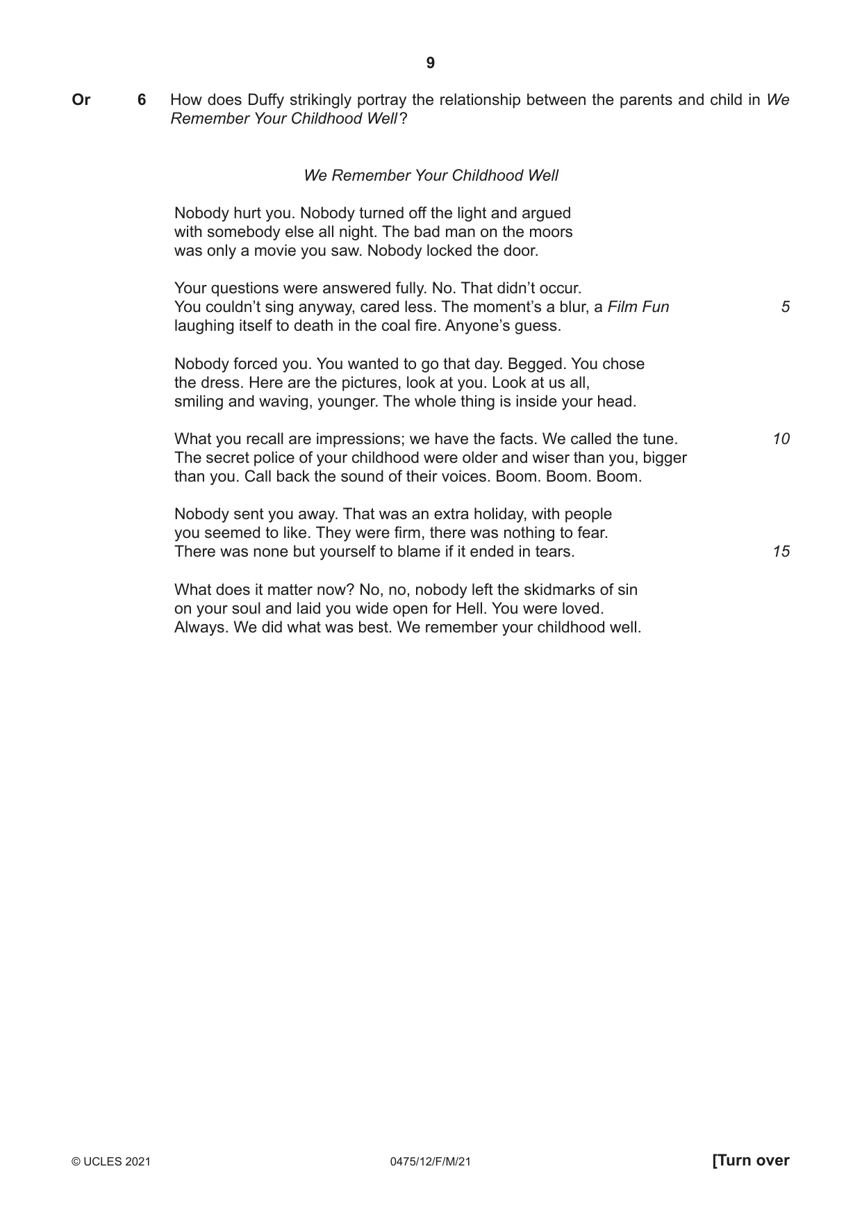 Cambridge IGCSE English - Literature in English 0475 2021 Feb/March Paper 1 · Variant 2 question paper, page 9 of 28