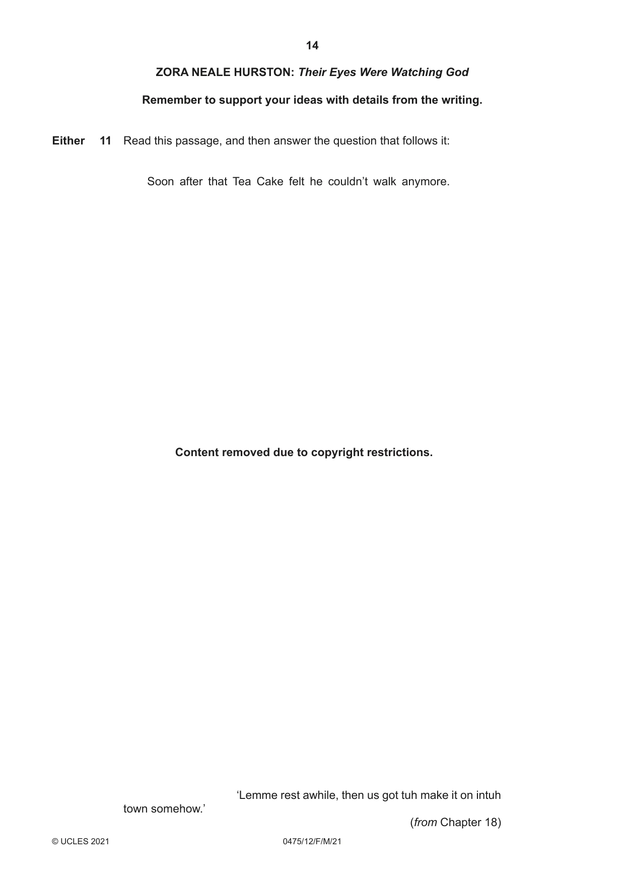 Cambridge IGCSE English - Literature in English 0475 2021 Feb/March Paper 1 · Variant 2 question paper, page 14 of 28