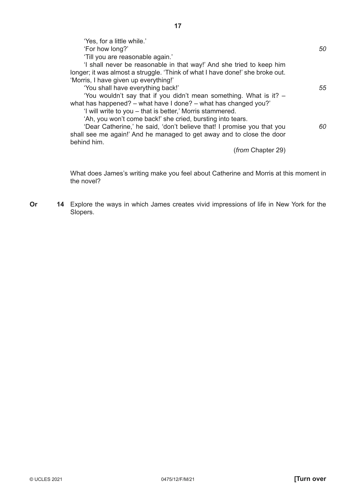 Cambridge IGCSE English - Literature in English 0475 2021 Feb/March Paper 1 · Variant 2 question paper, page 17 of 28