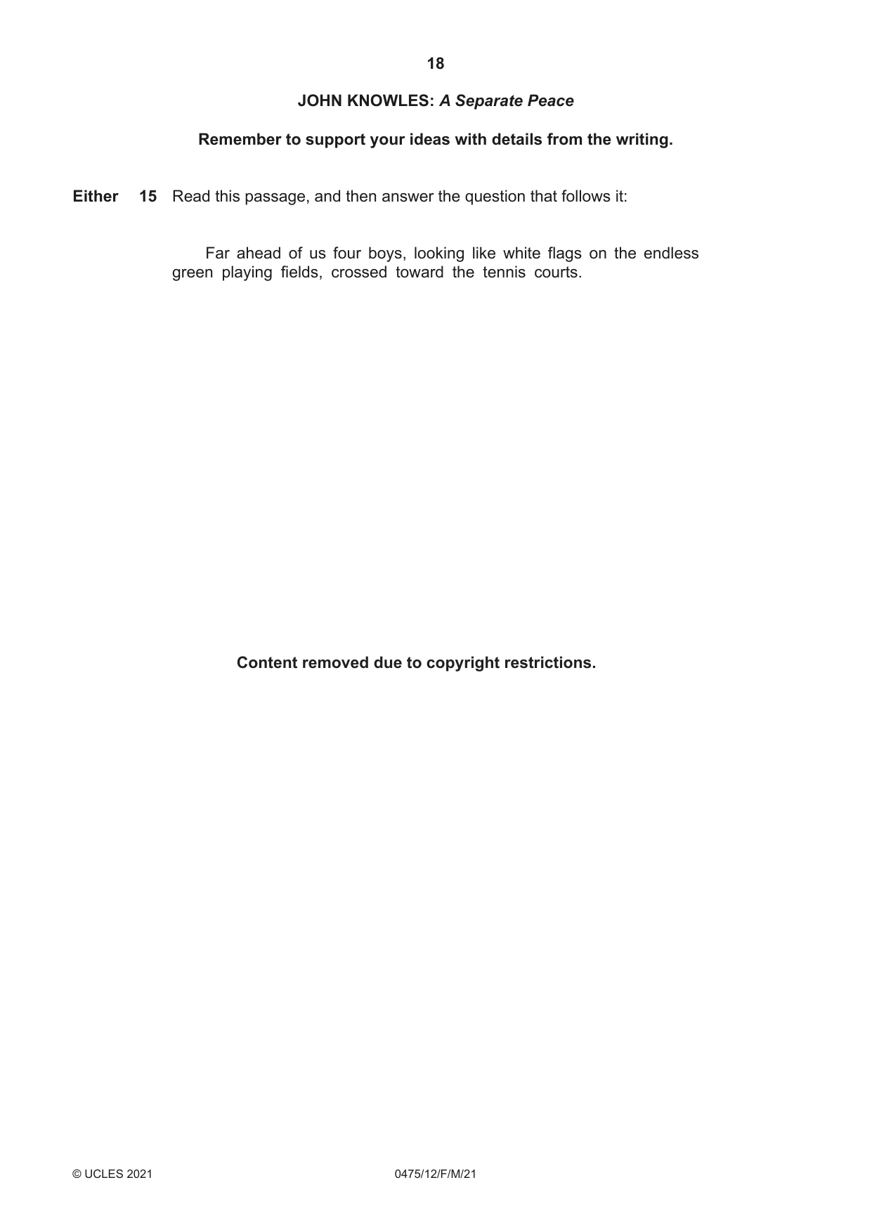 Cambridge IGCSE English - Literature in English 0475 2021 Feb/March Paper 1 · Variant 2 question paper, page 18 of 28
