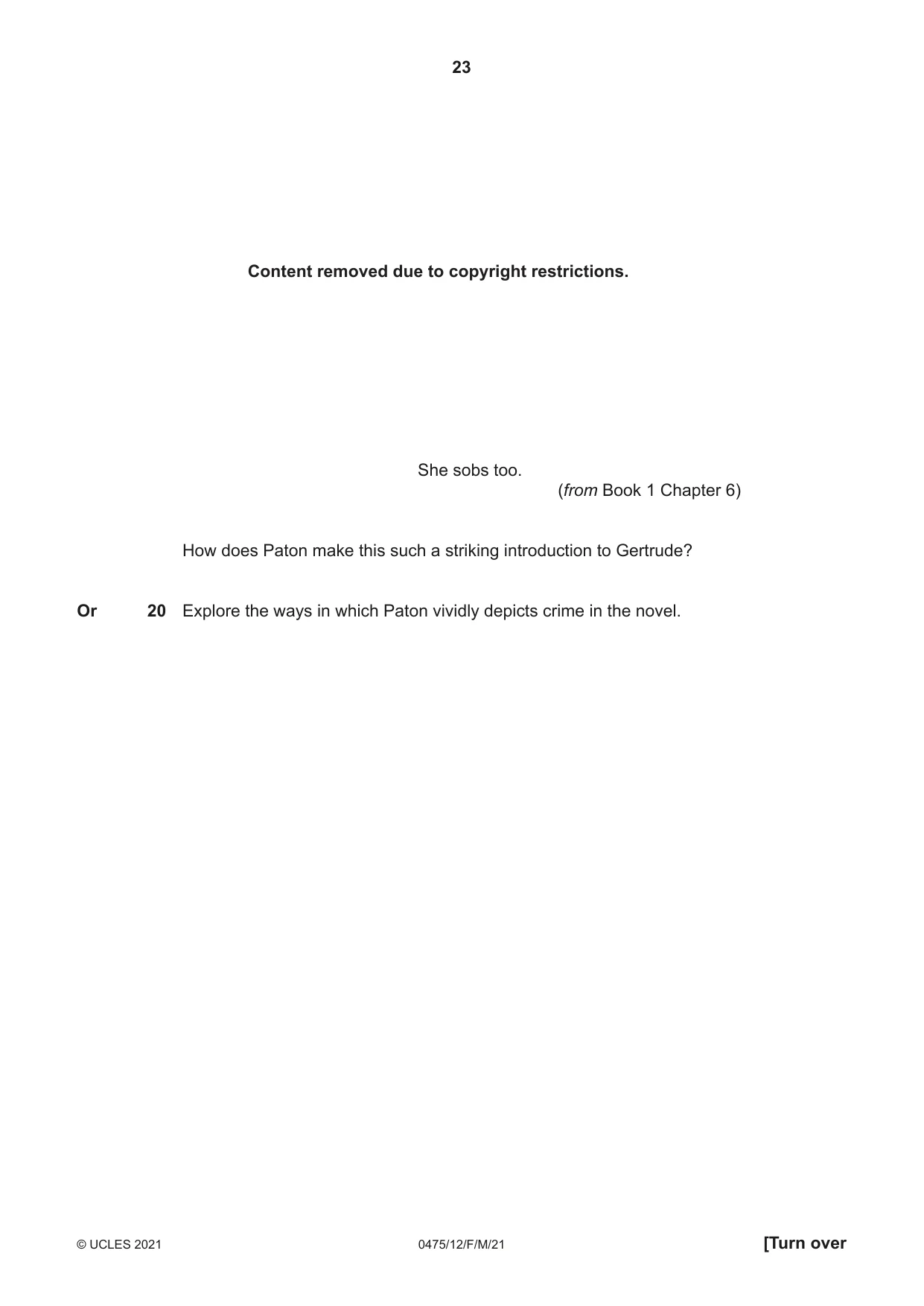 Cambridge IGCSE English - Literature in English 0475 2021 Feb/March Paper 1 · Variant 2 question paper, page 23 of 28