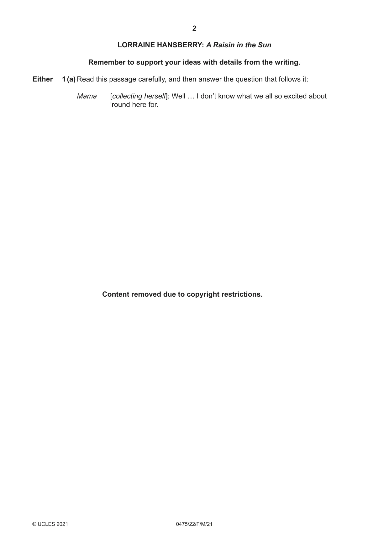 Cambridge IGCSE English - Literature in English 0475 2021 Feb/March Paper 2 · Variant 2 question paper, page 2 of 12