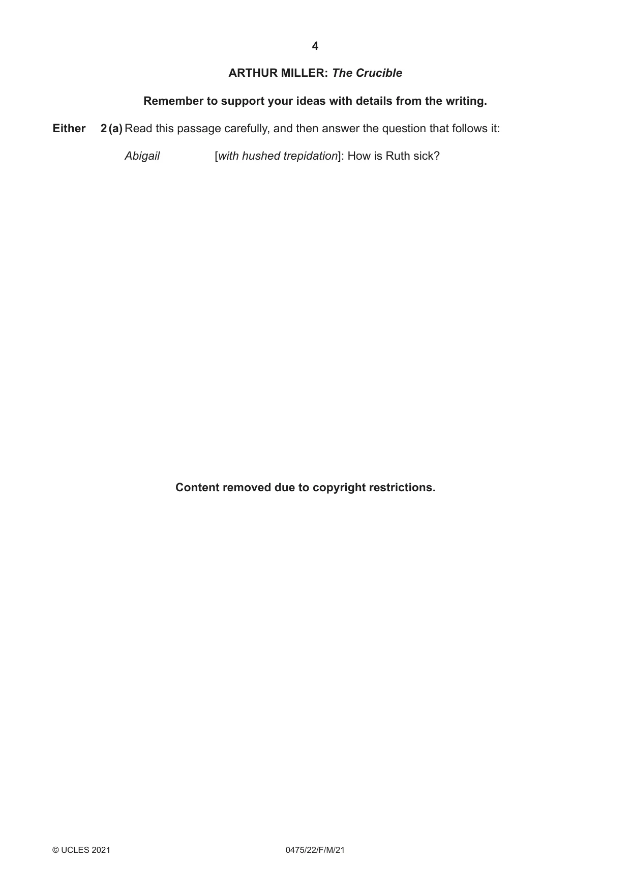 Cambridge IGCSE English - Literature in English 0475 2021 Feb/March Paper 2 · Variant 2 question paper, page 4 of 12
