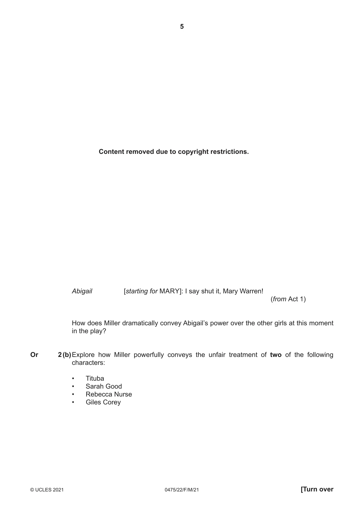 Cambridge IGCSE English - Literature in English 0475 2021 Feb/March Paper 2 · Variant 2 question paper, page 5 of 12