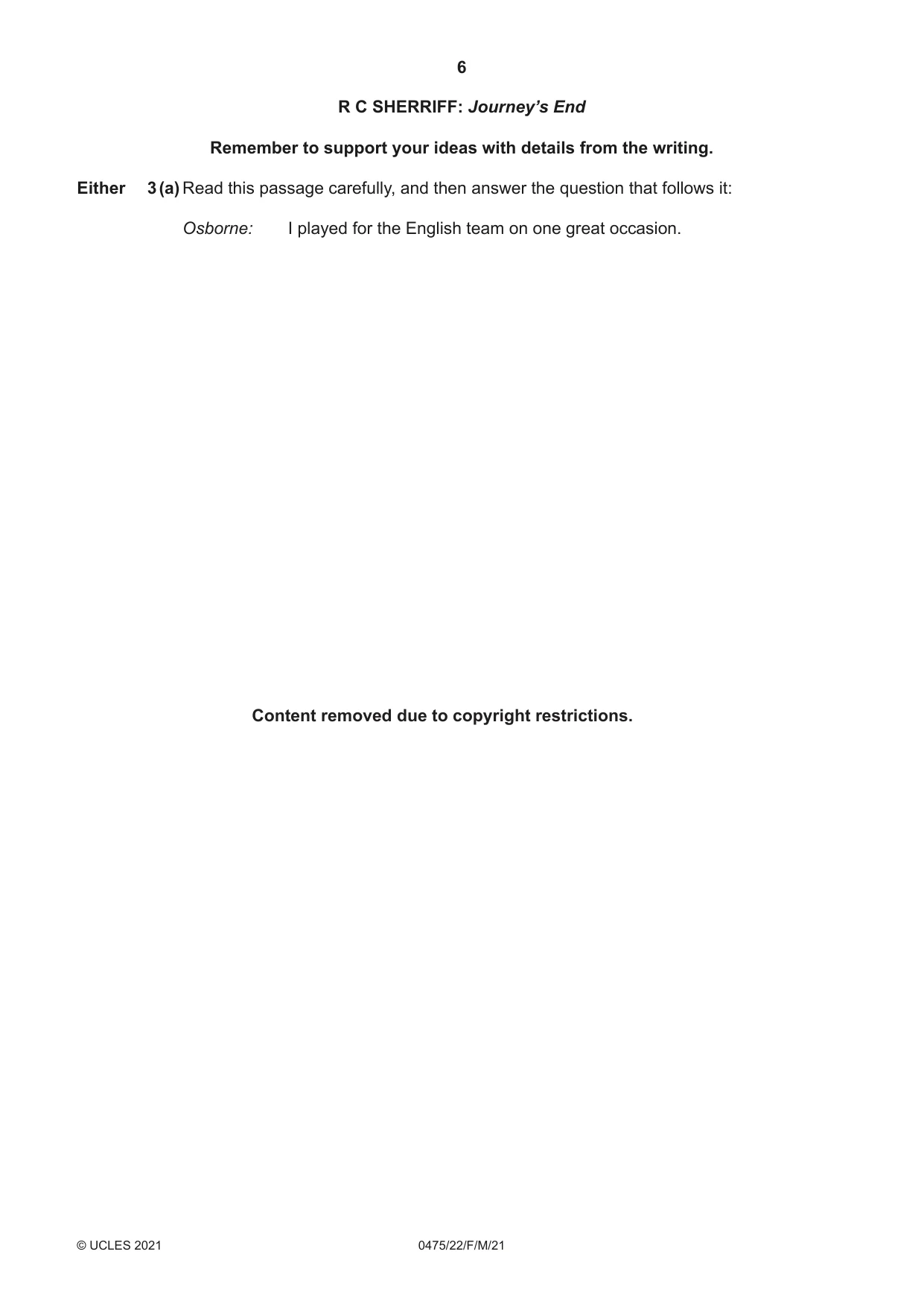 Cambridge IGCSE English - Literature in English 0475 2021 Feb/March Paper 2 · Variant 2 question paper, page 6 of 12