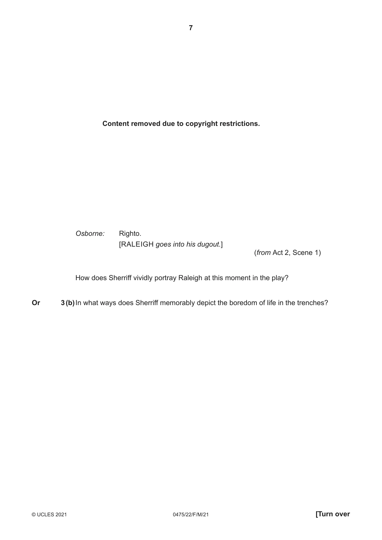 Cambridge IGCSE English - Literature in English 0475 2021 Feb/March Paper 2 · Variant 2 question paper, page 7 of 12