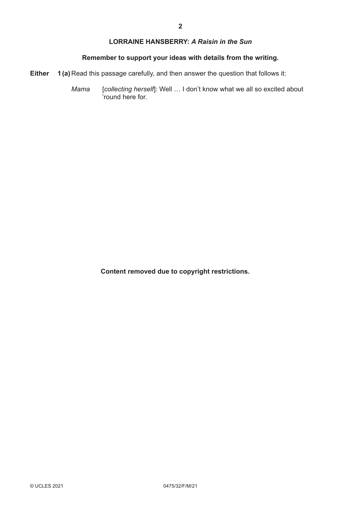 Cambridge IGCSE English - Literature in English 0475 2021 Feb/March Paper 3 · Variant 2 question paper, page 2 of 12