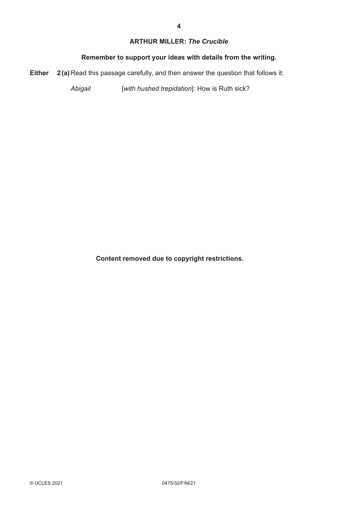 Cambridge IGCSE English - Literature in English 0475 2021 Feb/March Paper 3 · Variant 2 question paper, page 4 of 12