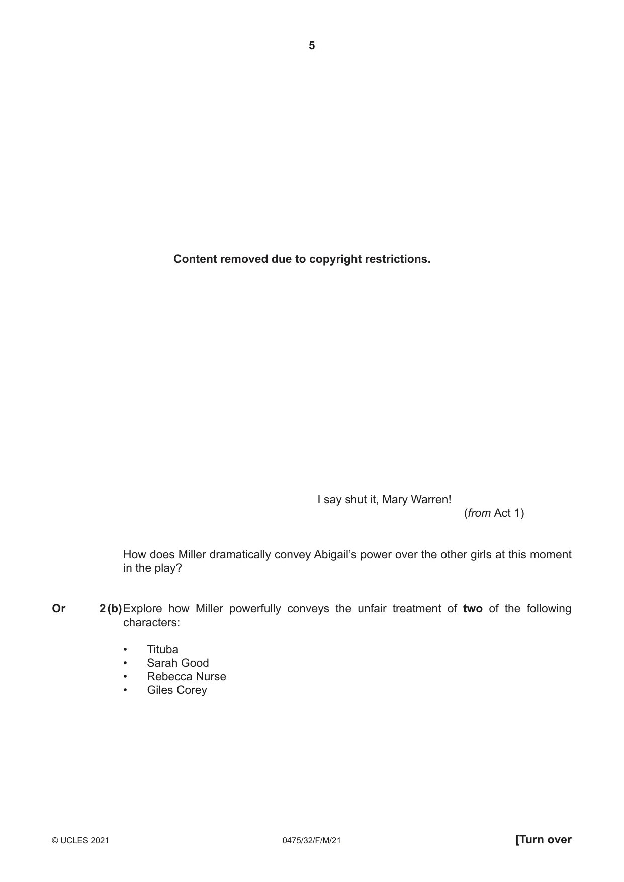 Cambridge IGCSE English - Literature in English 0475 2021 Feb/March Paper 3 · Variant 2 question paper, page 5 of 12