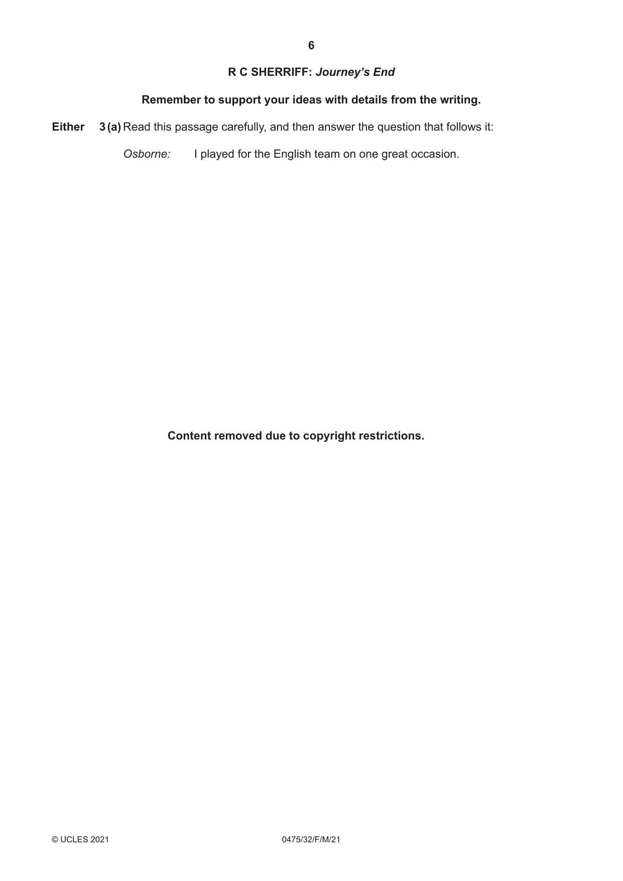 Cambridge IGCSE English - Literature in English 0475 2021 Feb/March Paper 3 · Variant 2 question paper, page 6 of 12
