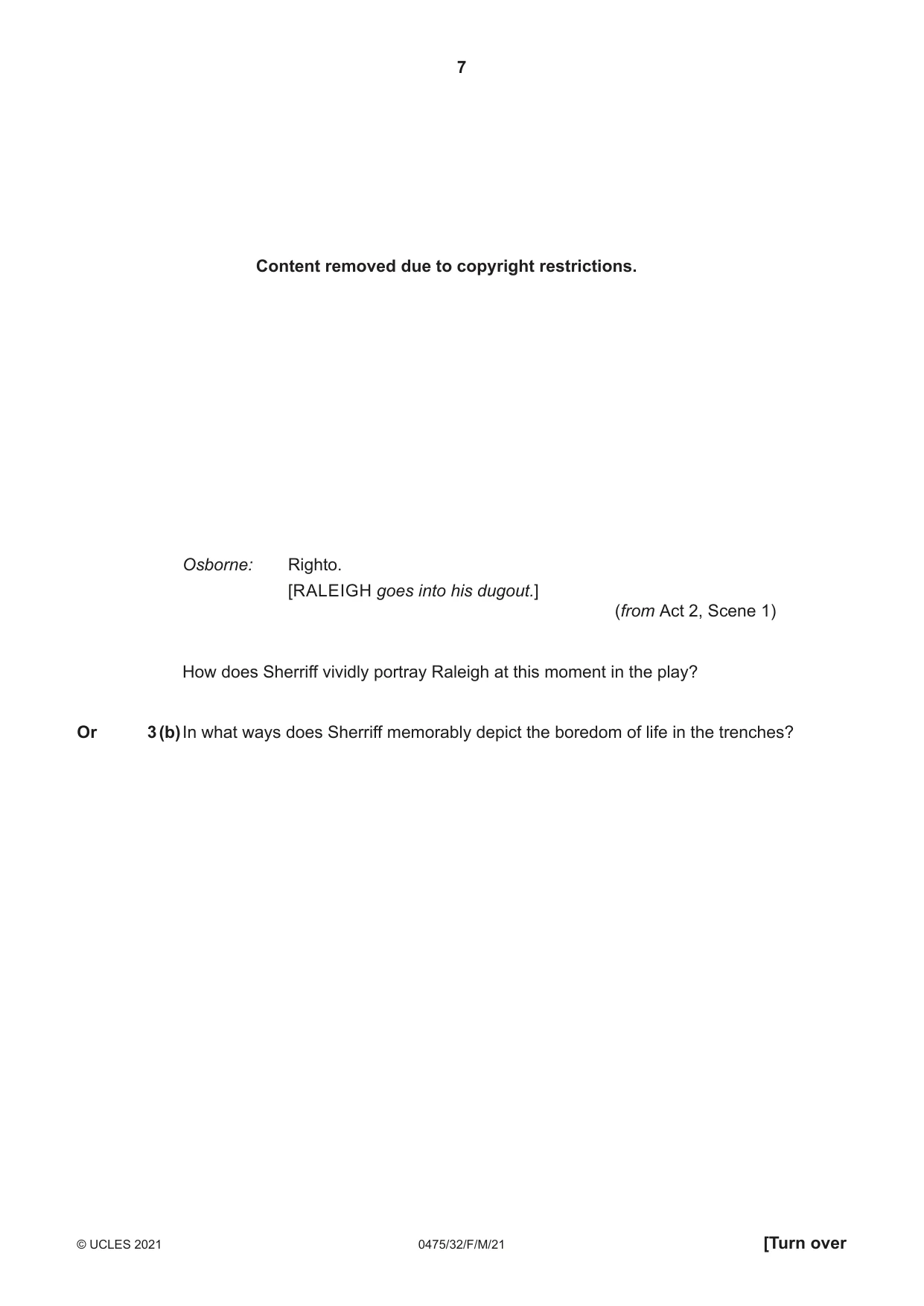 Cambridge IGCSE English - Literature in English 0475 2021 Feb/March Paper 3 · Variant 2 question paper, page 7 of 12