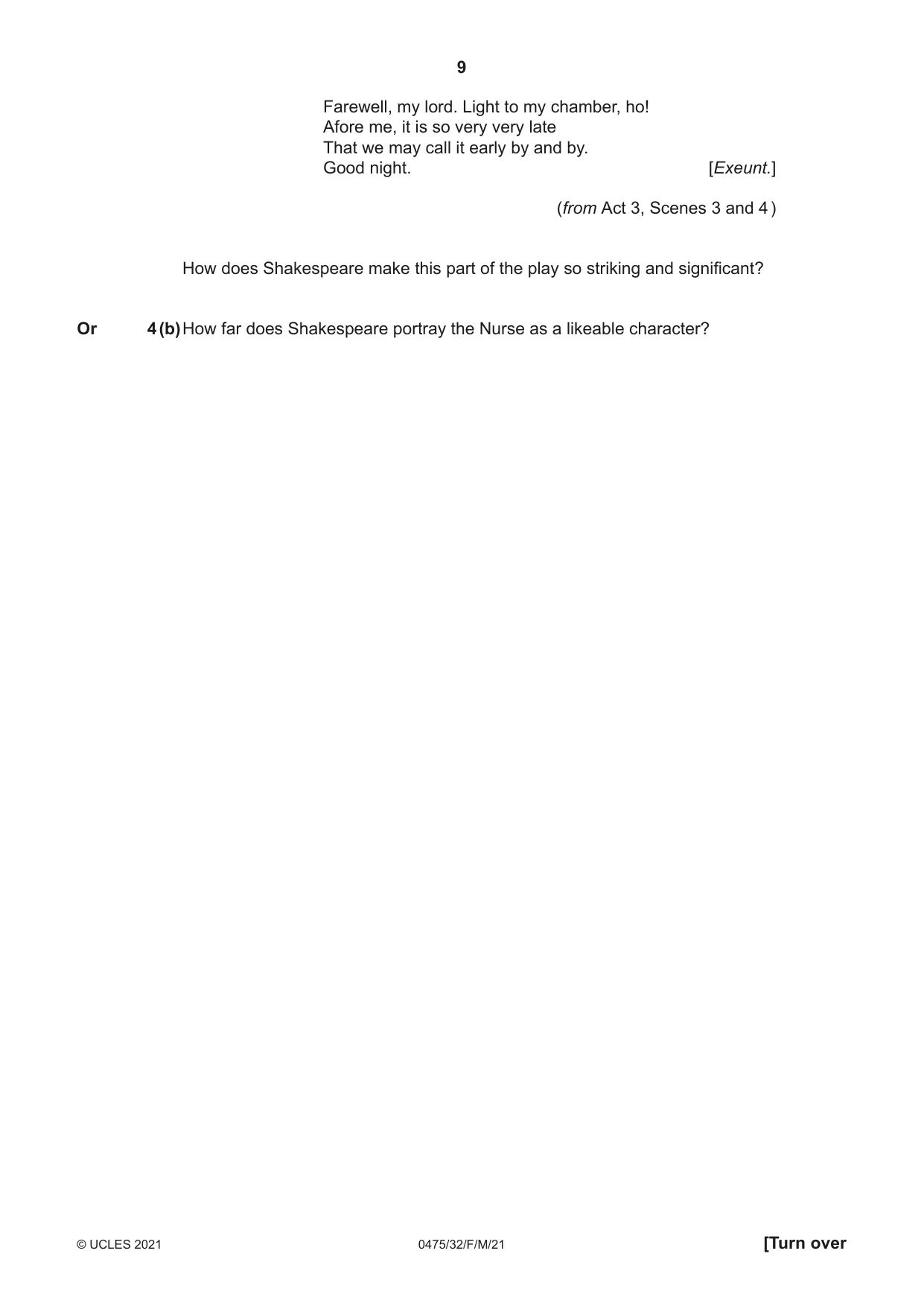 Cambridge IGCSE English - Literature in English 0475 2021 Feb/March Paper 3 · Variant 2 question paper, page 9 of 12