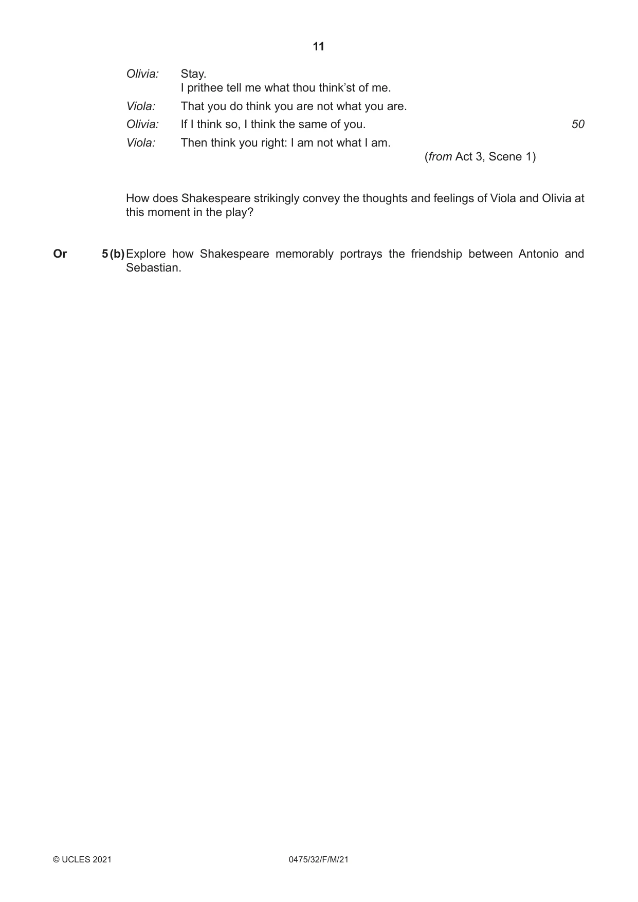 Cambridge IGCSE English - Literature in English 0475 2021 Feb/March Paper 3 · Variant 2 question paper, page 11 of 12