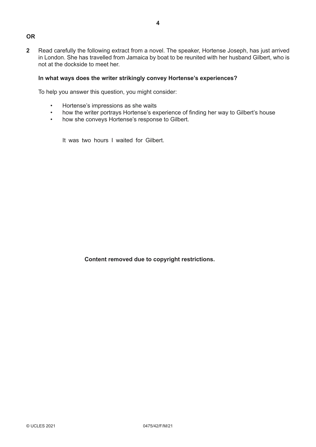 Cambridge IGCSE English - Literature in English 0475 2021 Feb/March Paper 4 · Variant 2 question paper, page 4 of 8
