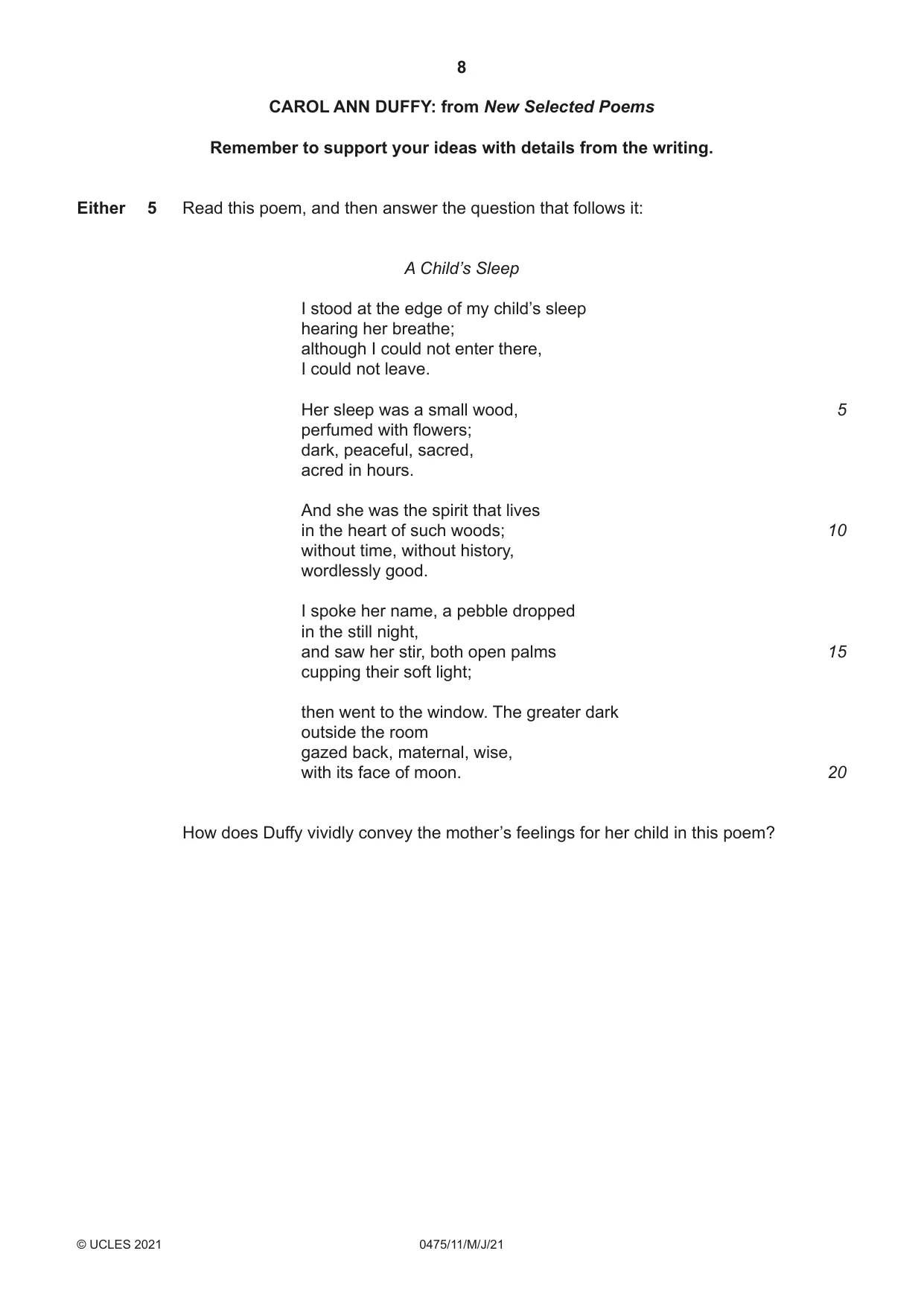 Cambridge IGCSE English - Literature in English 0475 2021 May/June Paper 1 · Variant 1 question paper, page 8 of 28