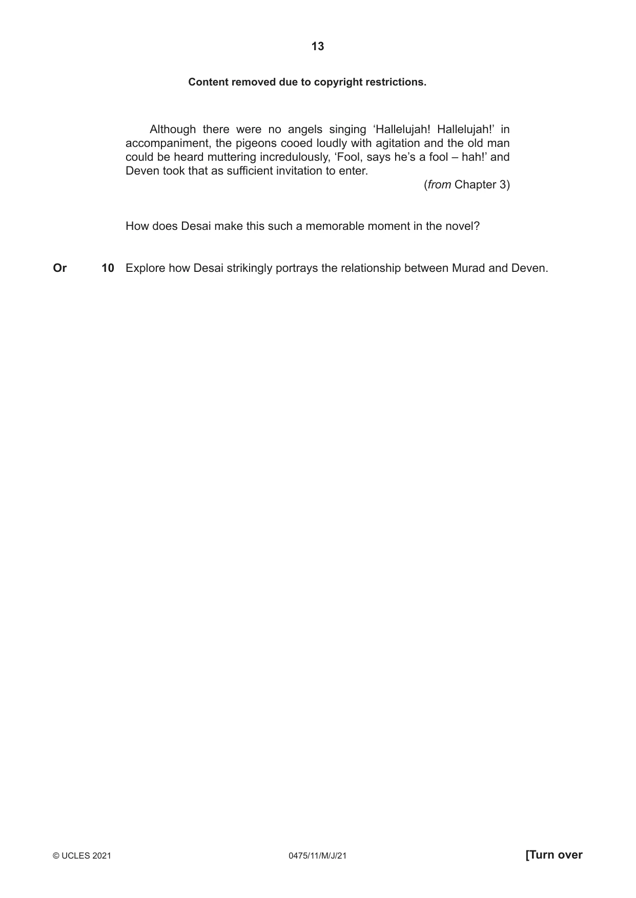 Cambridge IGCSE English - Literature in English 0475 2021 May/June Paper 1 · Variant 1 question paper, page 13 of 28