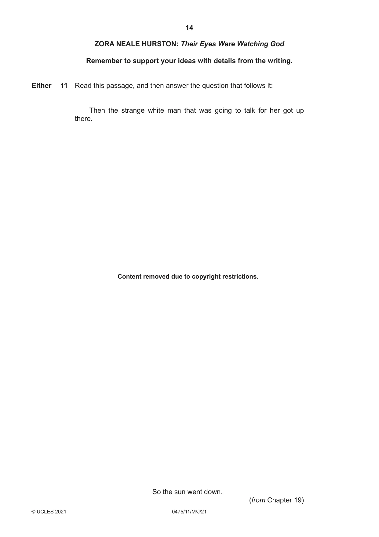 Cambridge IGCSE English - Literature in English 0475 2021 May/June Paper 1 · Variant 1 question paper, page 14 of 28