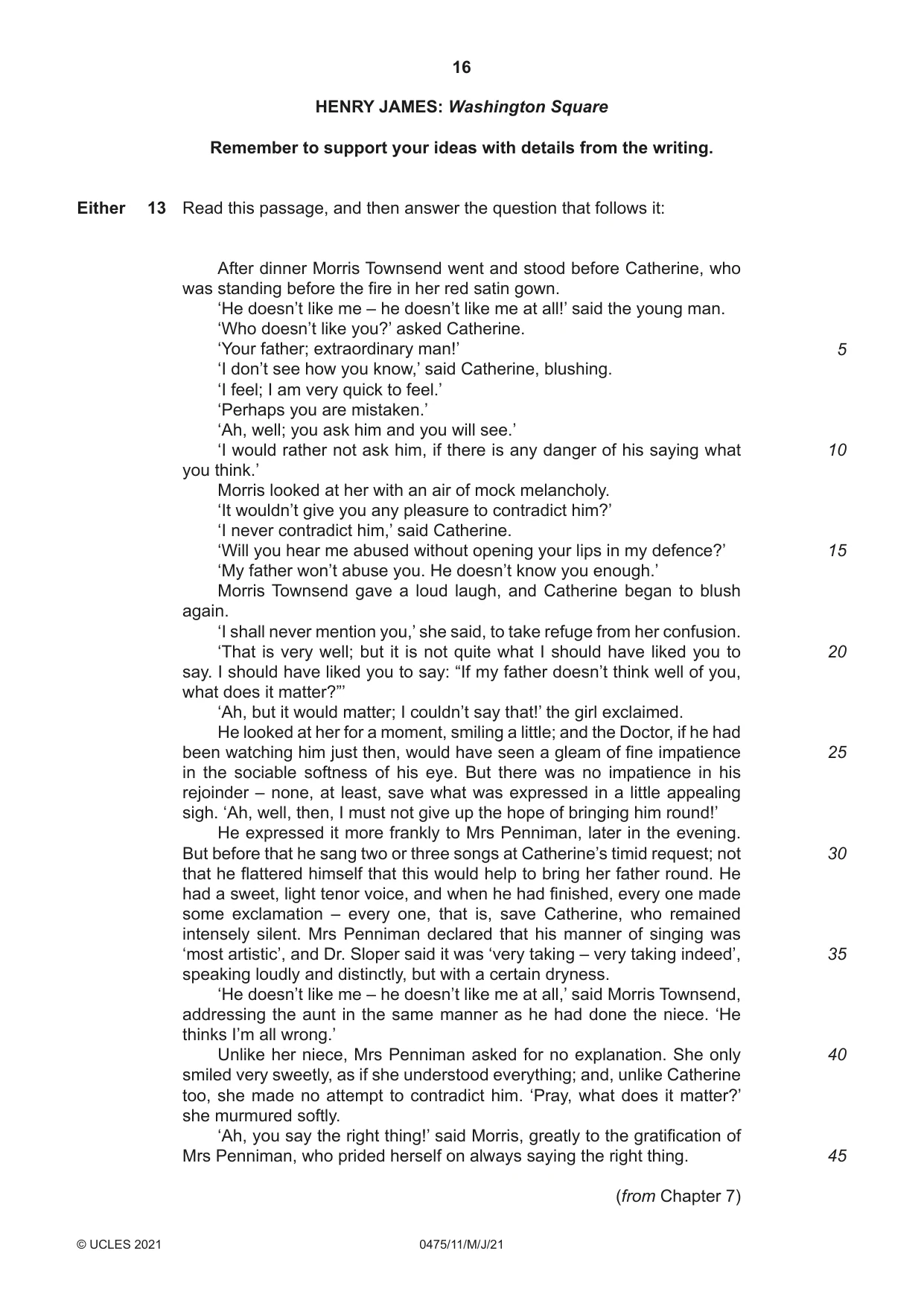 Cambridge IGCSE English - Literature in English 0475 2021 May/June Paper 1 · Variant 1 question paper, page 16 of 28