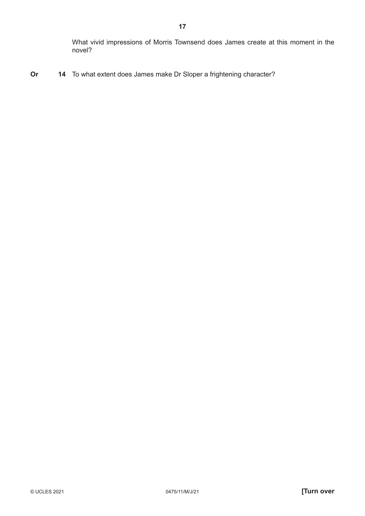 Cambridge IGCSE English - Literature in English 0475 2021 May/June Paper 1 · Variant 1 question paper, page 17 of 28