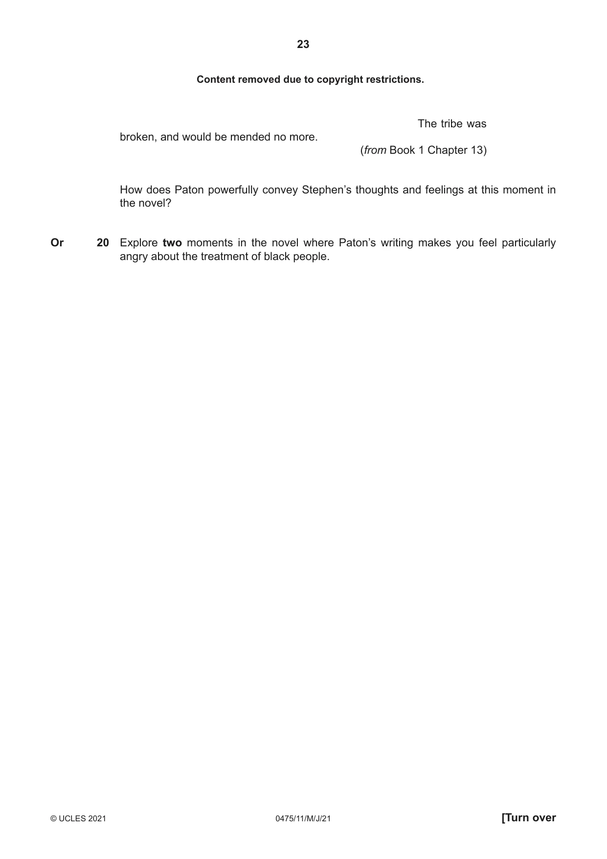 Cambridge IGCSE English - Literature in English 0475 2021 May/June Paper 1 · Variant 1 question paper, page 23 of 28