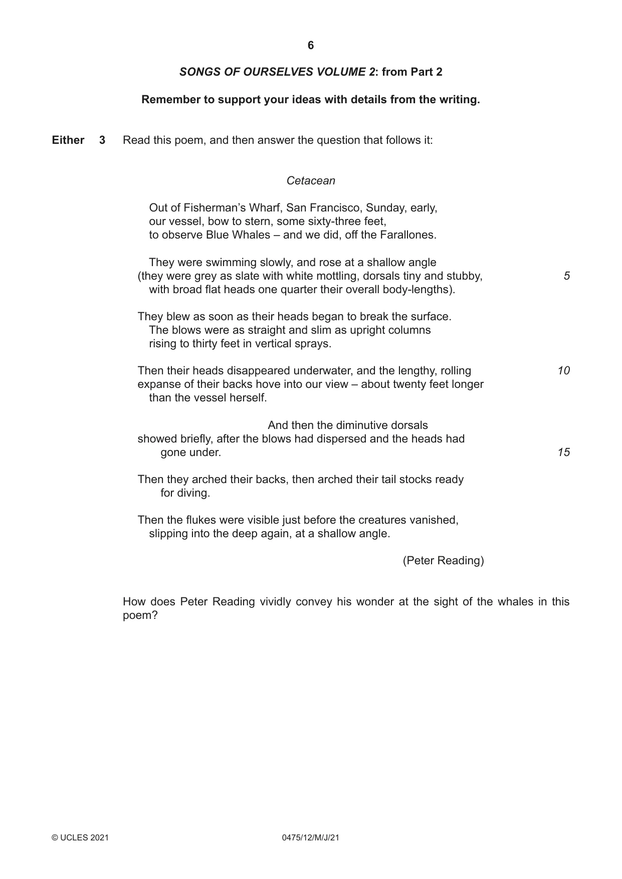Cambridge IGCSE English - Literature in English 0475 2021 May/June Paper 1 · Variant 2 question paper, page 6 of 28