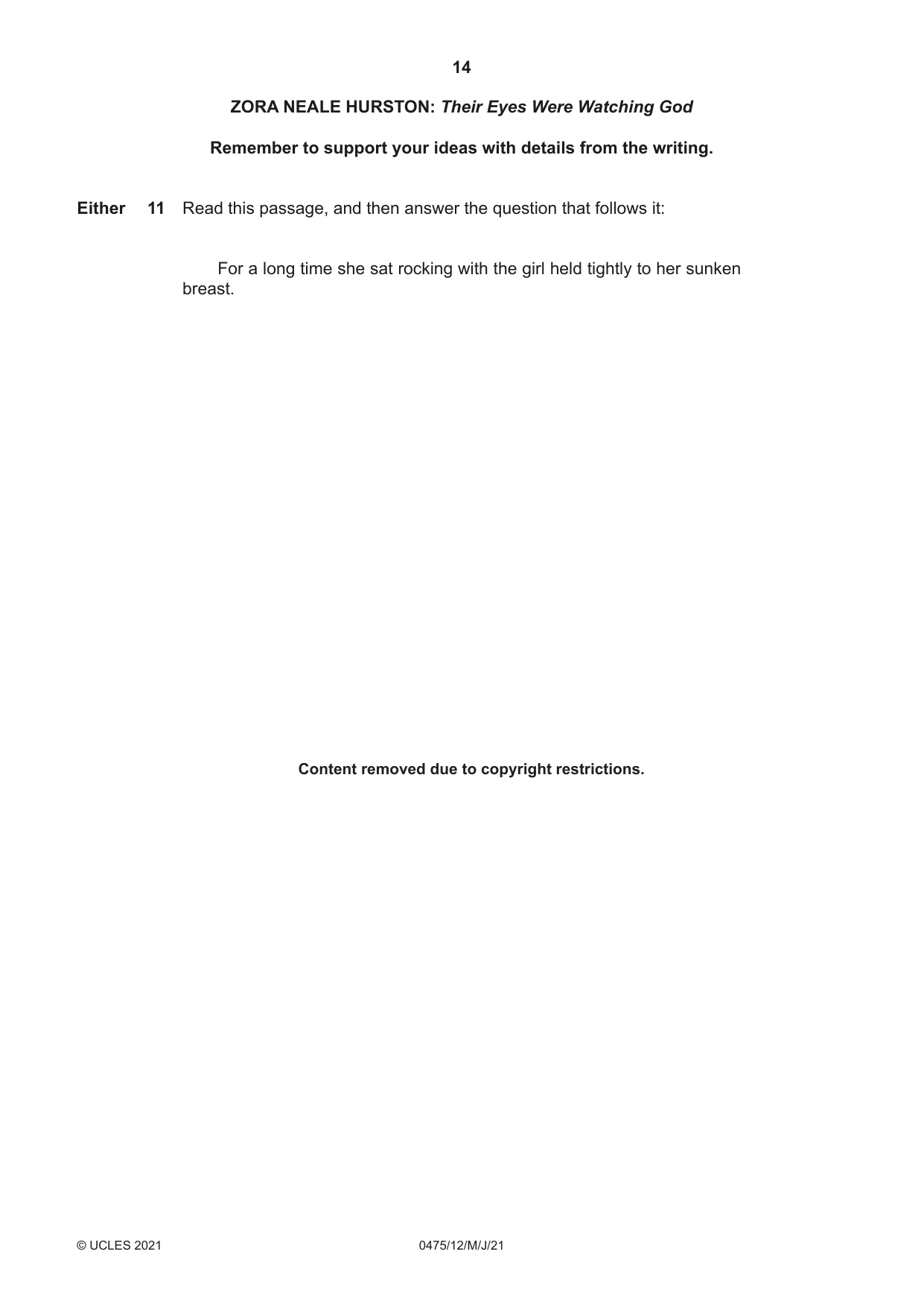 Cambridge IGCSE English - Literature in English 0475 2021 May/June Paper 1 · Variant 2 question paper, page 14 of 28